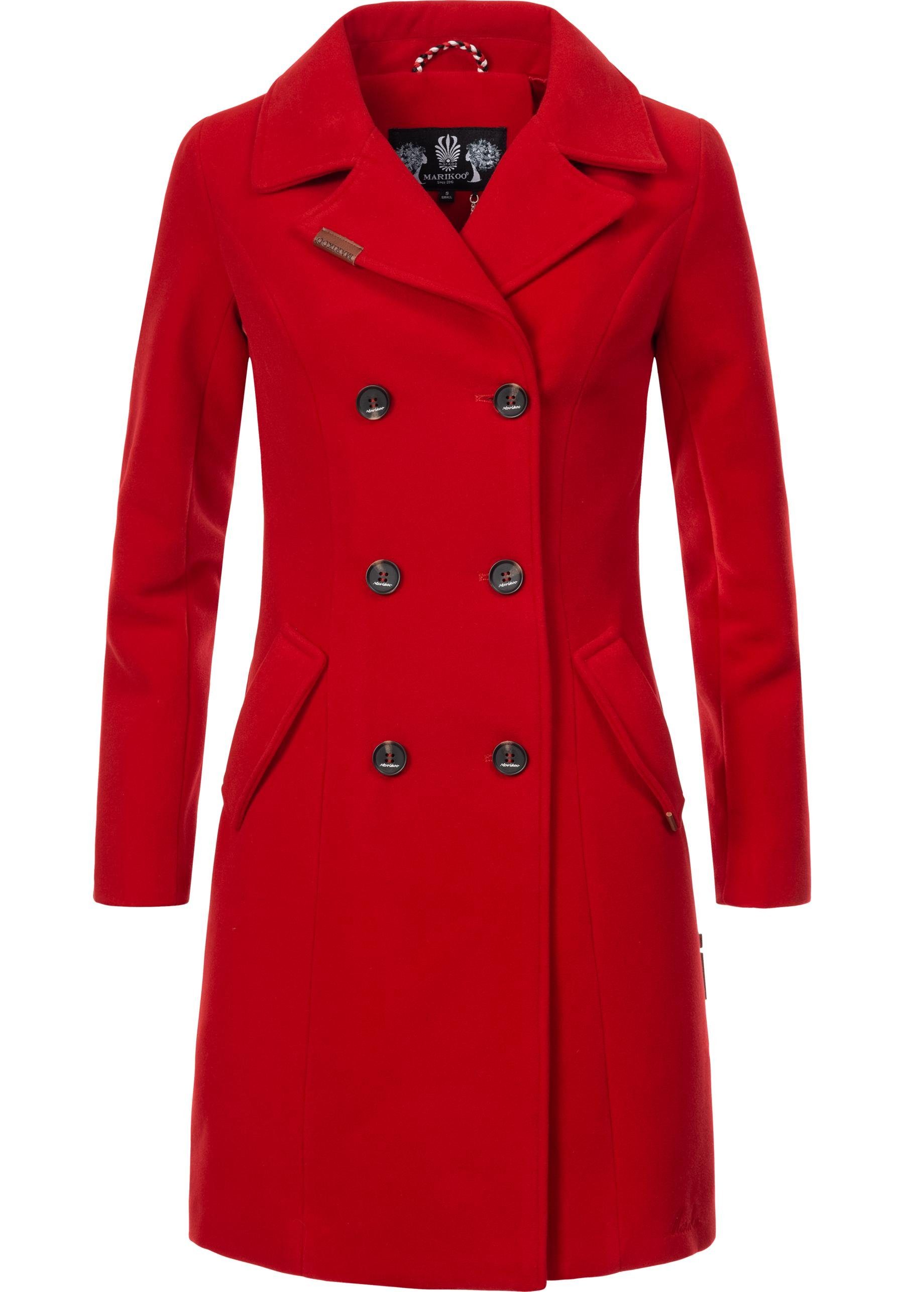 Marikoo Kurzmantel Nanakoo edler Damen Trenchcoat in Wollmantel-Optik
