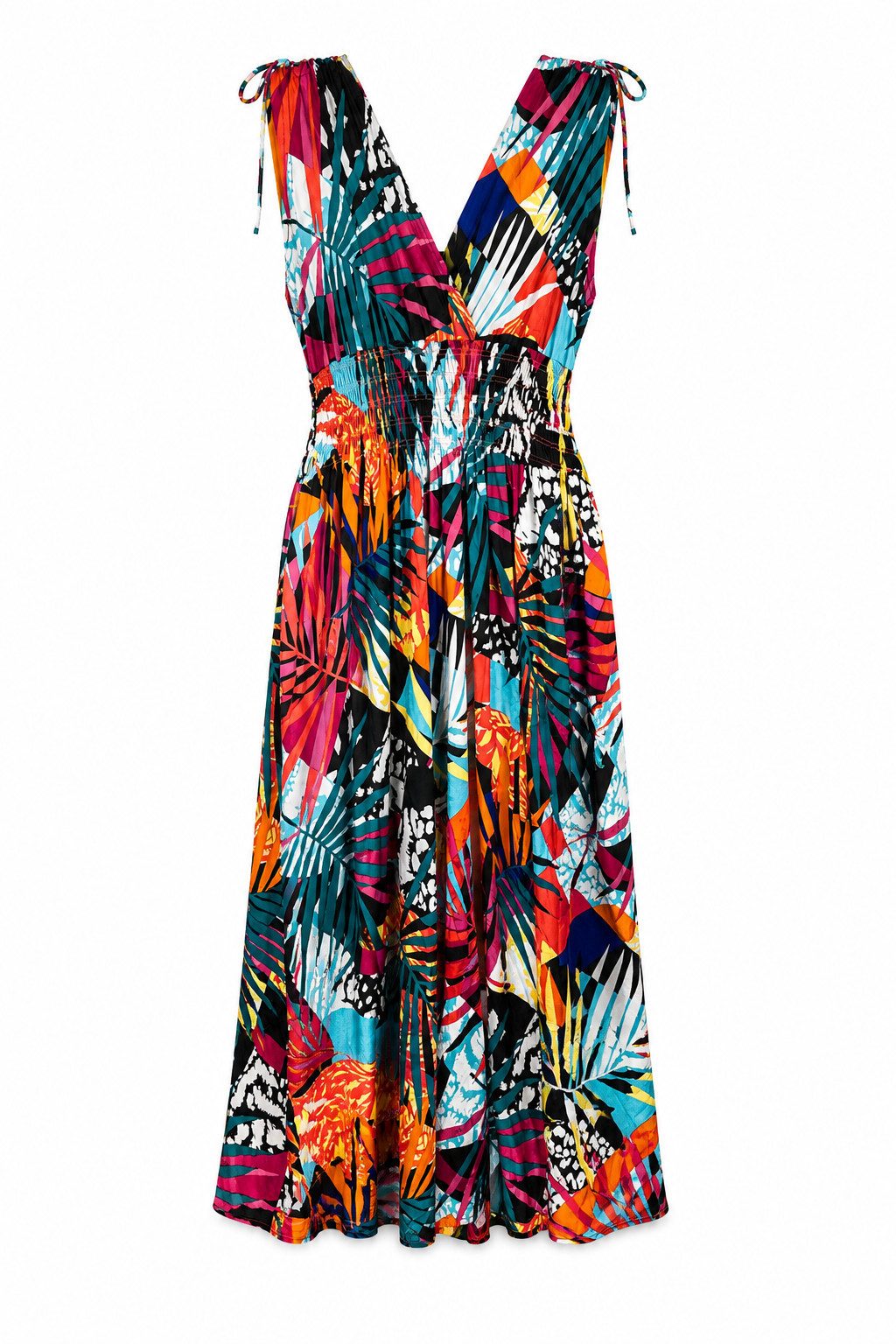 ITALY VIBES Sommerkleid - sommerliches Viskose Maxikleid mit Tropical Print für Damen