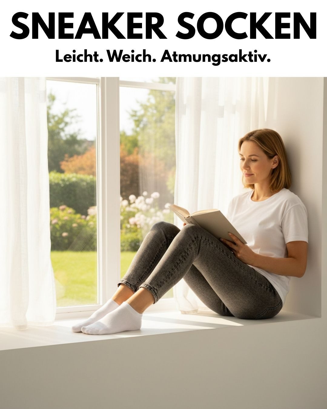 sockenkauf24 Sneakersocken Premium Sneaker Socken Herren & Damen mit Komfortbund ohne Gummidruck (5xSchw/5xWeiß, 10-Paar, 39-42) atmungsaktive gekämmte Baumwolle, ohne Naht, Exclusive Line