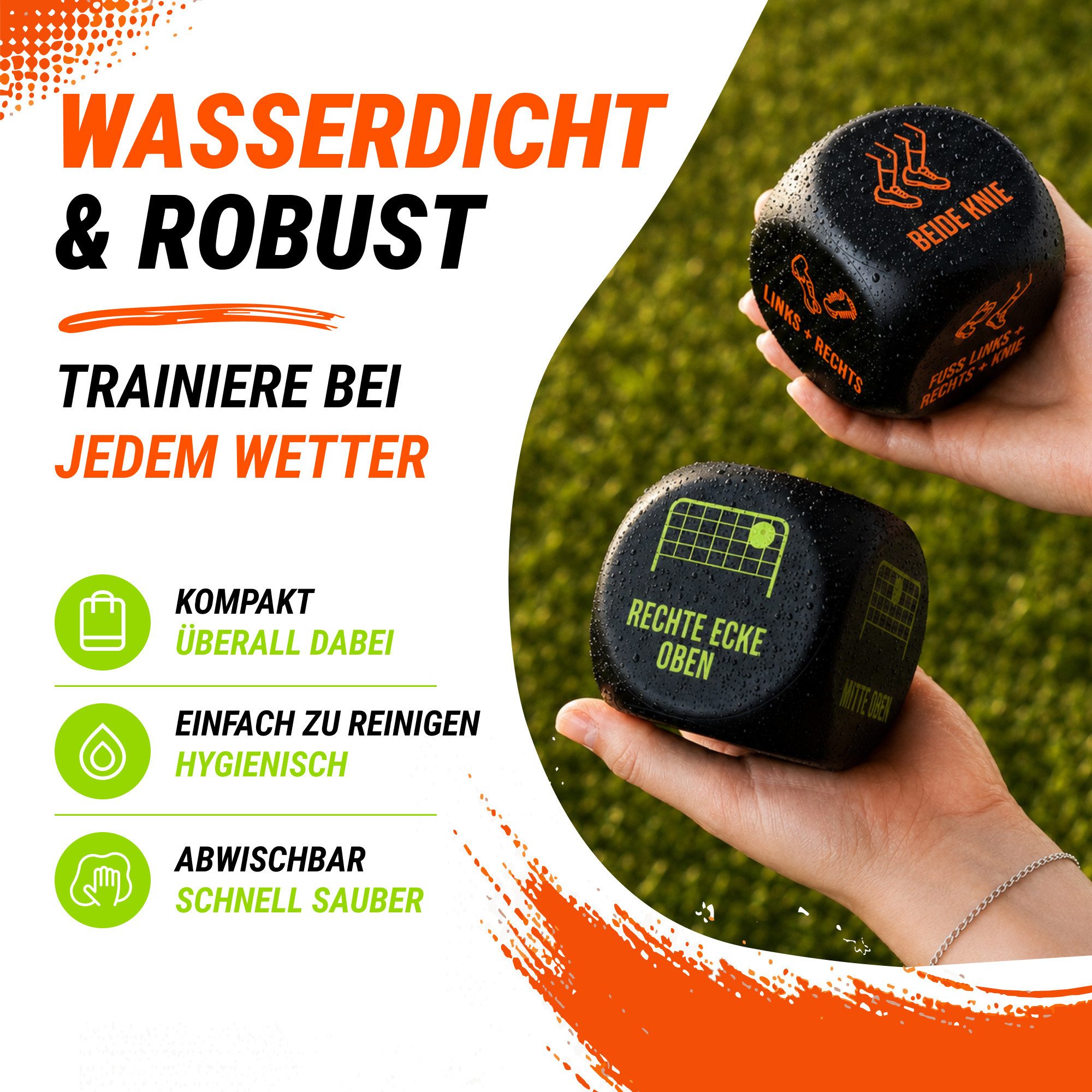 Sayano Lernspielzeug Fußball Trainingswürfel (4-St), 72 Trainingsübungen