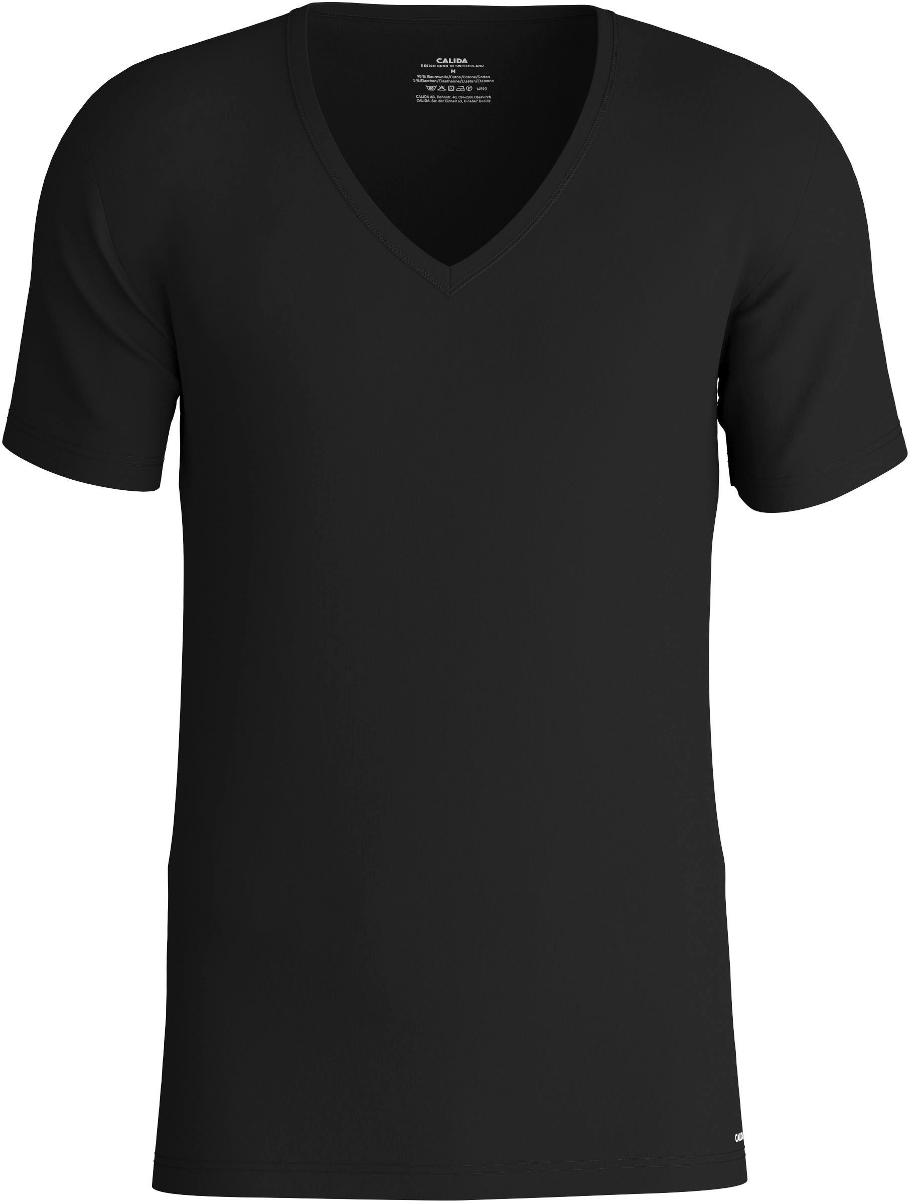 Code CALIDA perfekter Passform schwarz V-Ausschnitt mit und T-Shirt Cotton