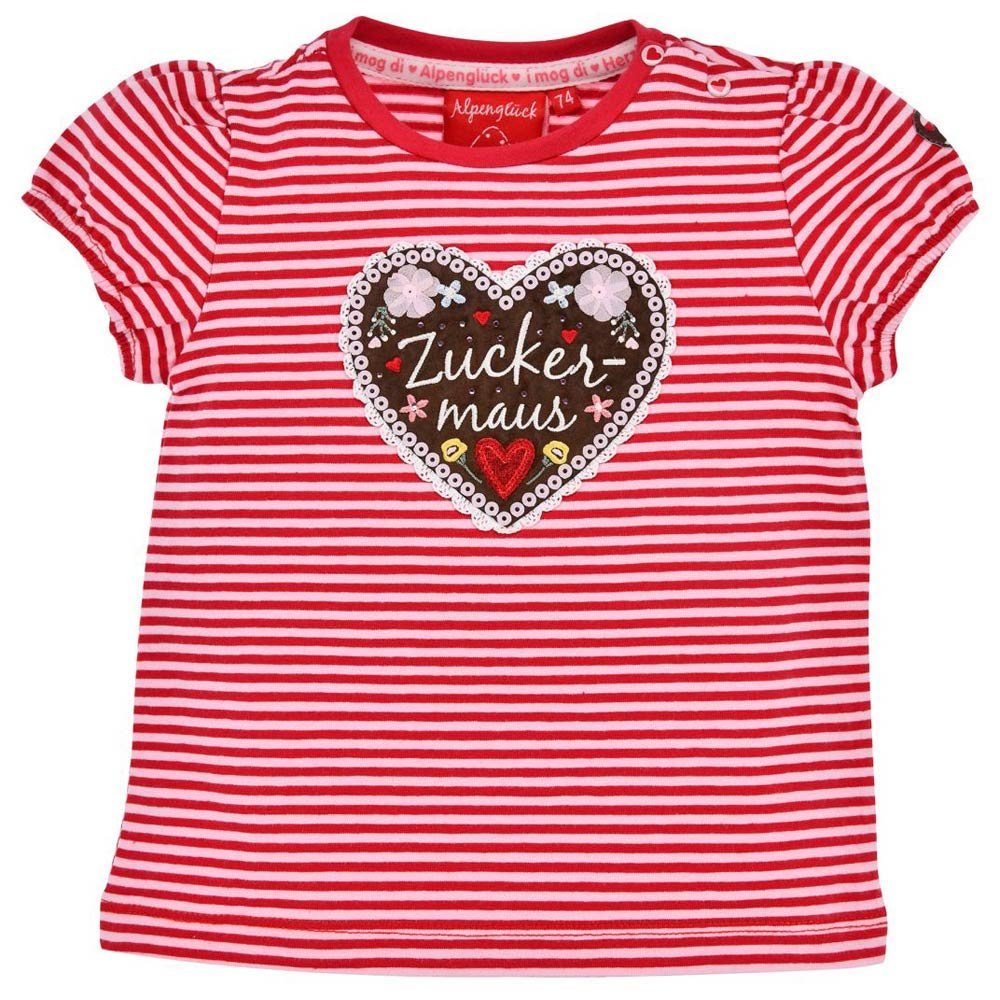 BONDI T-Shirt Baby Mädchen T-Shirt 'Zuckermaus' 86750, Rot Weiß