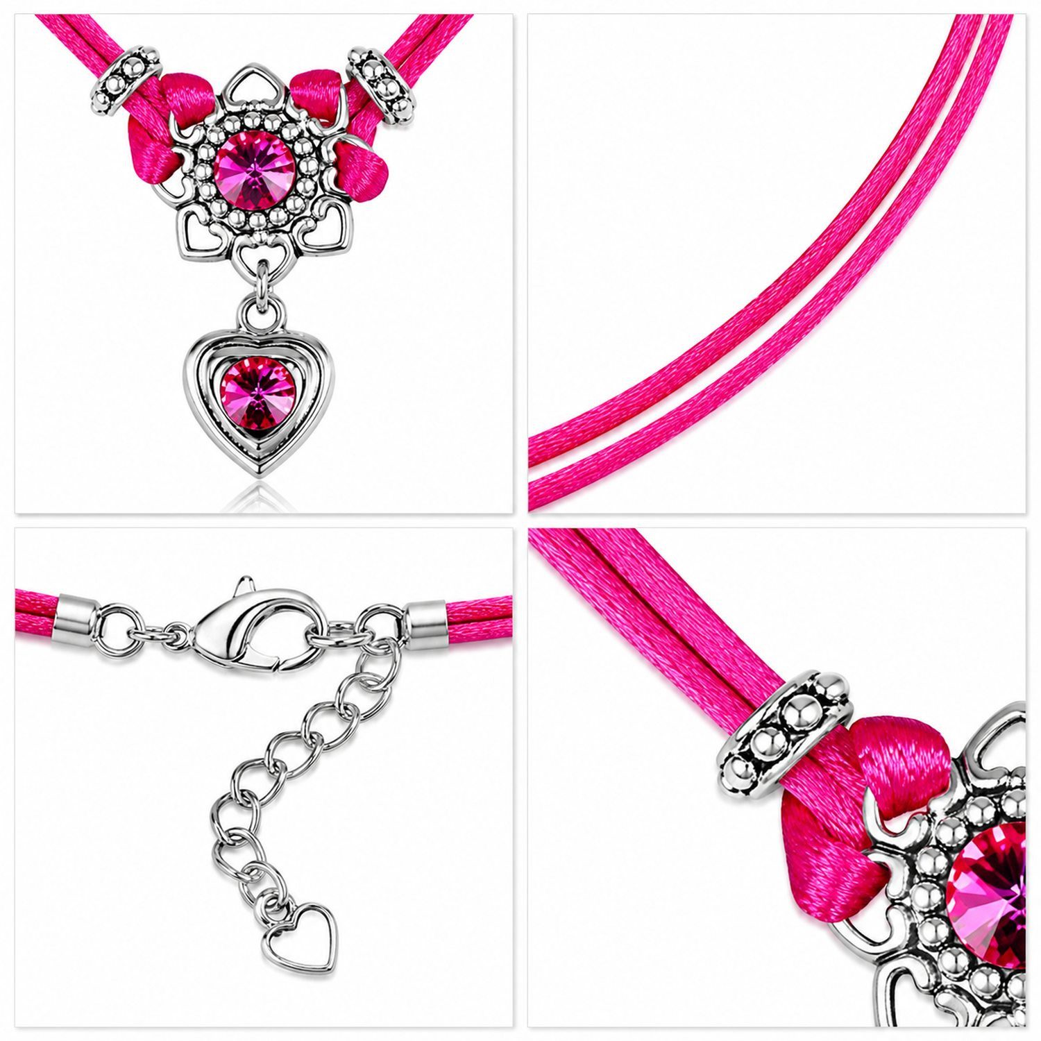 LUISIA® Kette mit Anhänger Chiara mit Herzblüte, Strassherz und Premium Kristallen (inkl. Schmuckbox) – Bild 5 von 5