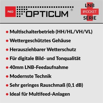 RED OPTICUM LRP-06 H Rocket LNB Quattro Universal-Quattro-LNB (0.1dB Rauschmaß - nur mit Multischalter nutzbar I Full HD - 3D - UHD)