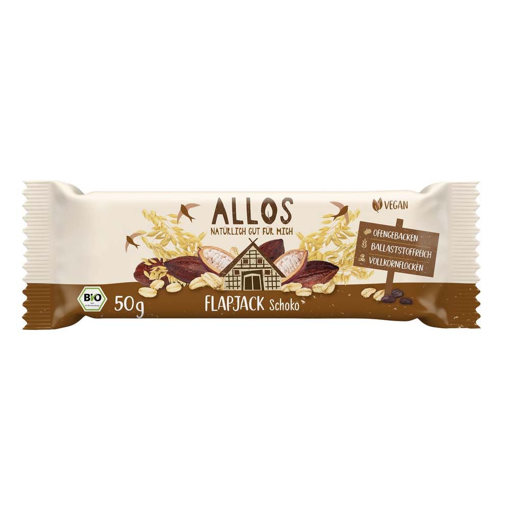 Allos Süßigkeit Hafer Flapjack Müsliriegel - Schokolade 50g (16er Pack)
