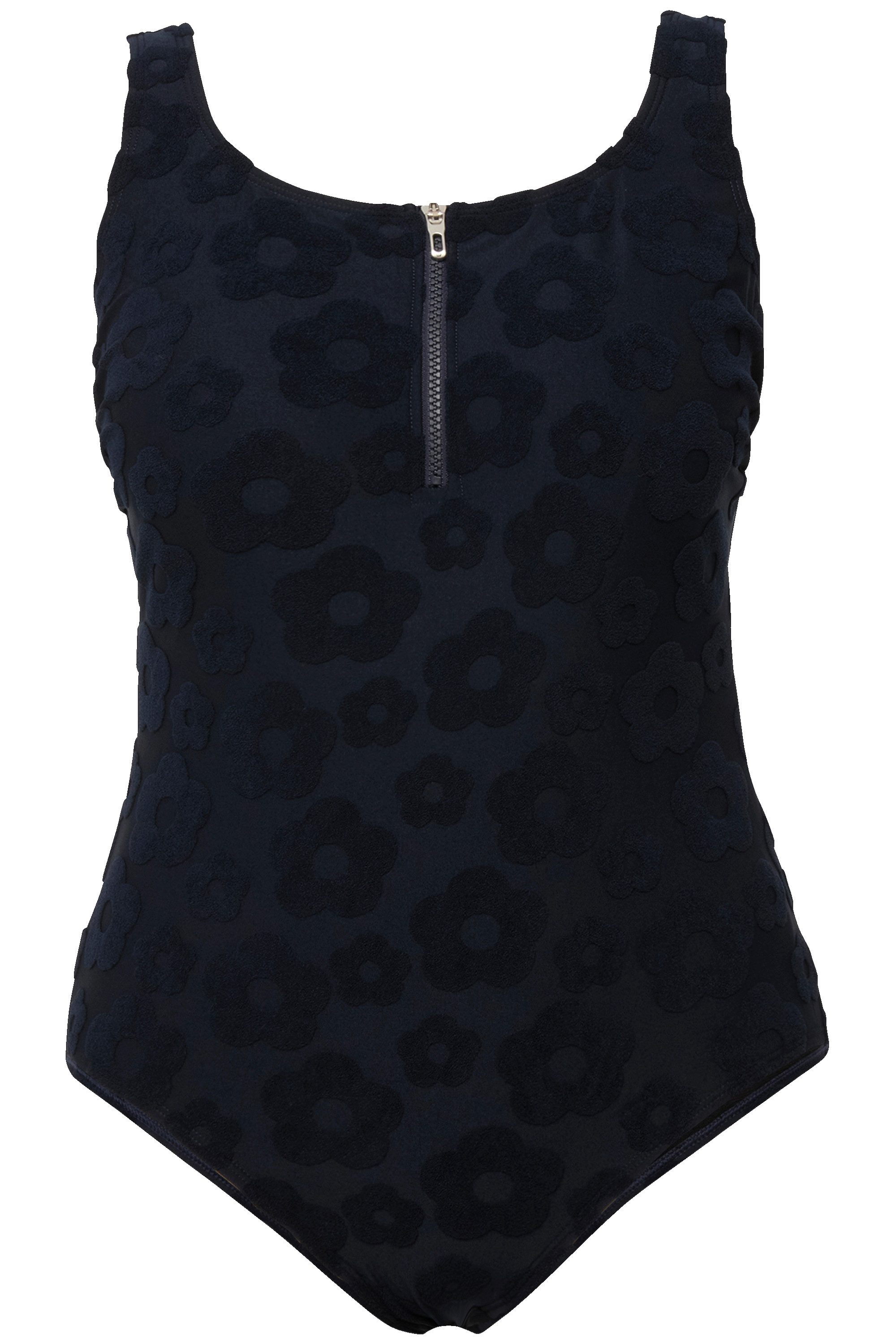 Ulla Popken Badeanzug Badeanzug Blumen-Struktur Zipper günstig online kaufen