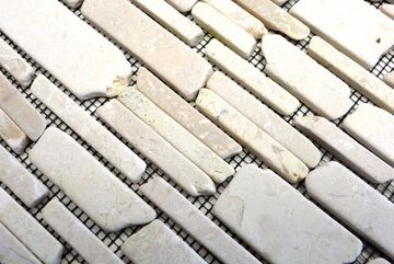 Mosani Bodenfliese Mosaik Marmor Naturstein hellbeige creme Fliesenspiegel Bad