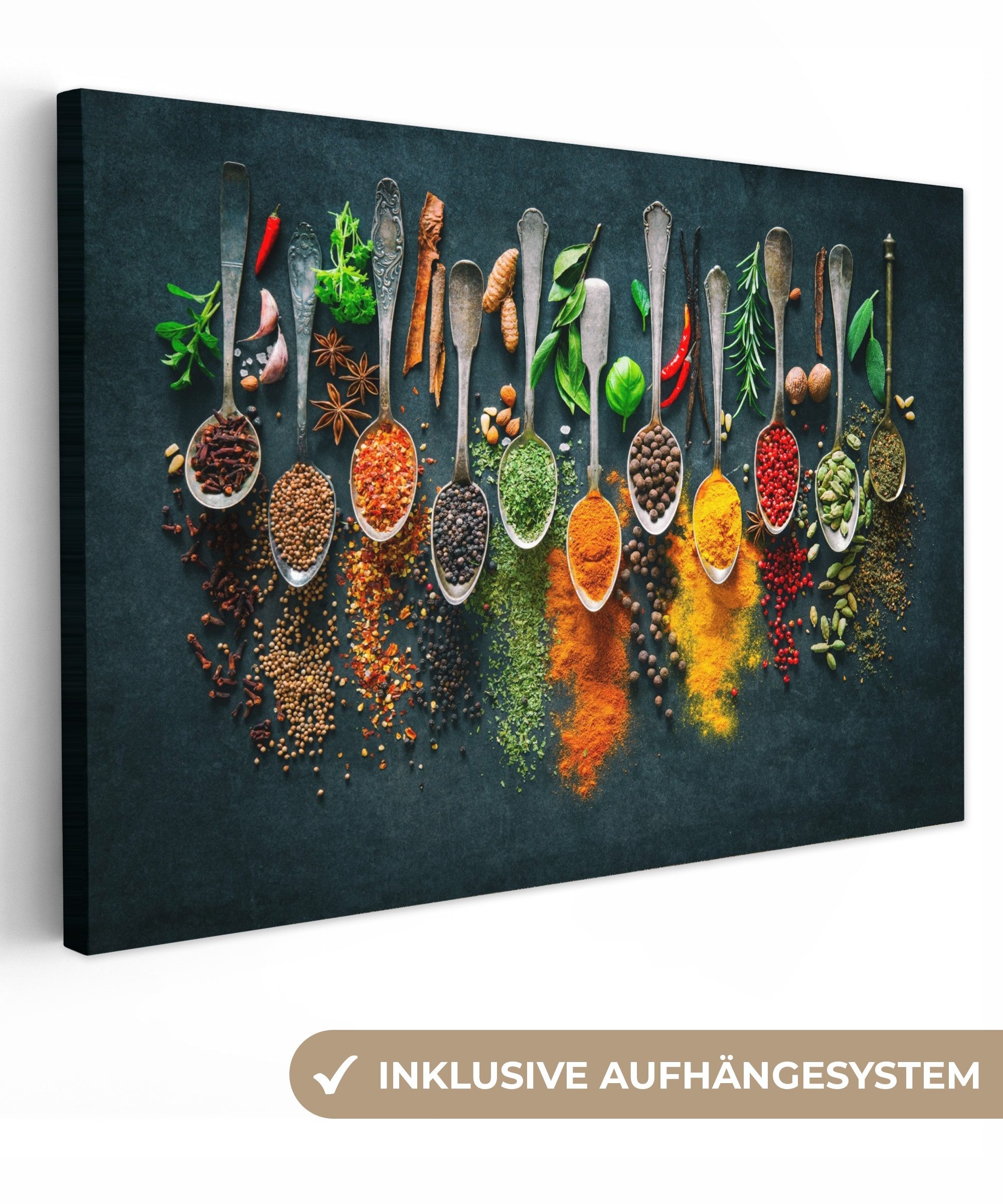OneMillionCanvasses® Leinwandbild Löffel - Gewürze - Farbenfroh - Gewürze, günstig online kaufen