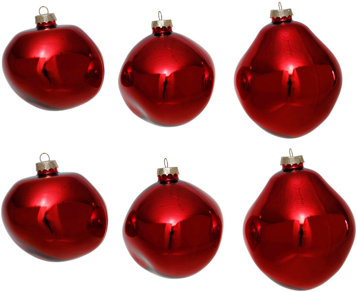 St), Leonique Weihnachtsbaumkugel Baumkugeln Form, in rot (6 Christbaumschmuck, Glas organische ca. Birdelle glänzend, Kugeln organischer Christbaumkugeln Ø Weihnachtsdeko, 8 aus cm,