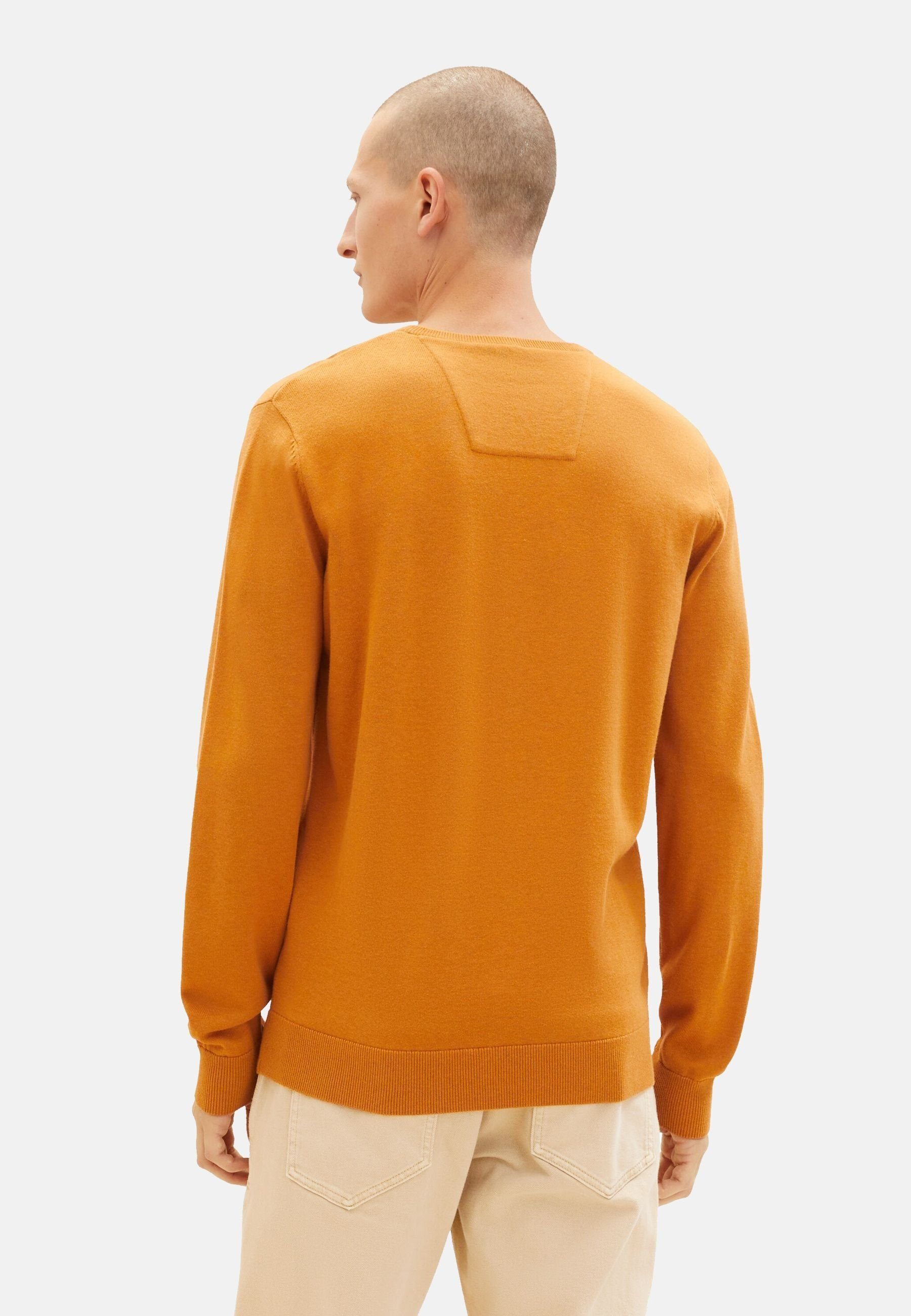 TOM Sweatshirt orange Rippbündchen Sweatshirt mit TAILOR Pullover meliert (1-tlg)