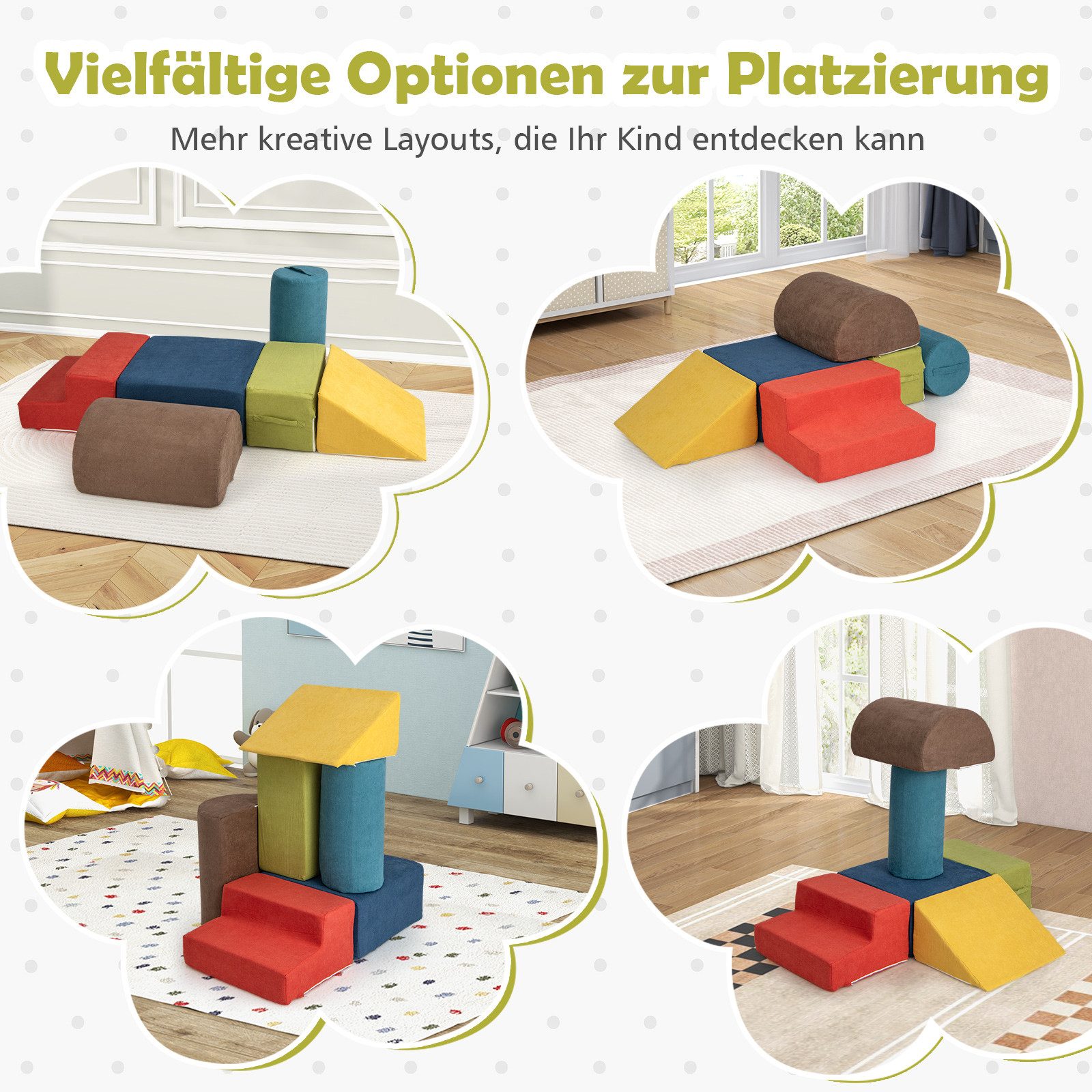 COSTWAY Schaumstoff Kletterblöcke Spielbausteine, (6 St), für Kinder zum Klettern