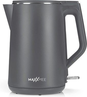 MAXXMEE Wasserkocher Cool Touch, 1.5 l, 2200 W, Wasserkocher Grau 360°drehbar BPA frei