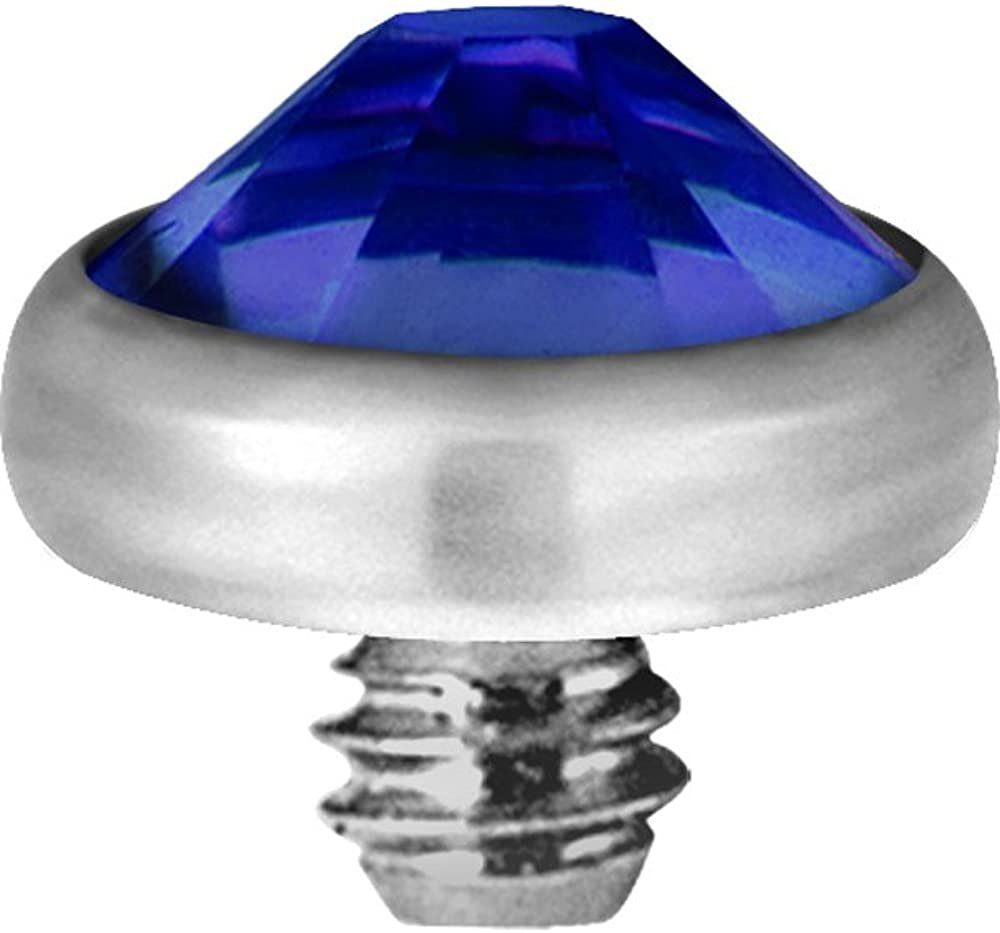 Karisma Piercing-Implantat Micro Aufsatz Dermal Anchor Piercing G23 Kristall Stein Blau 3mm