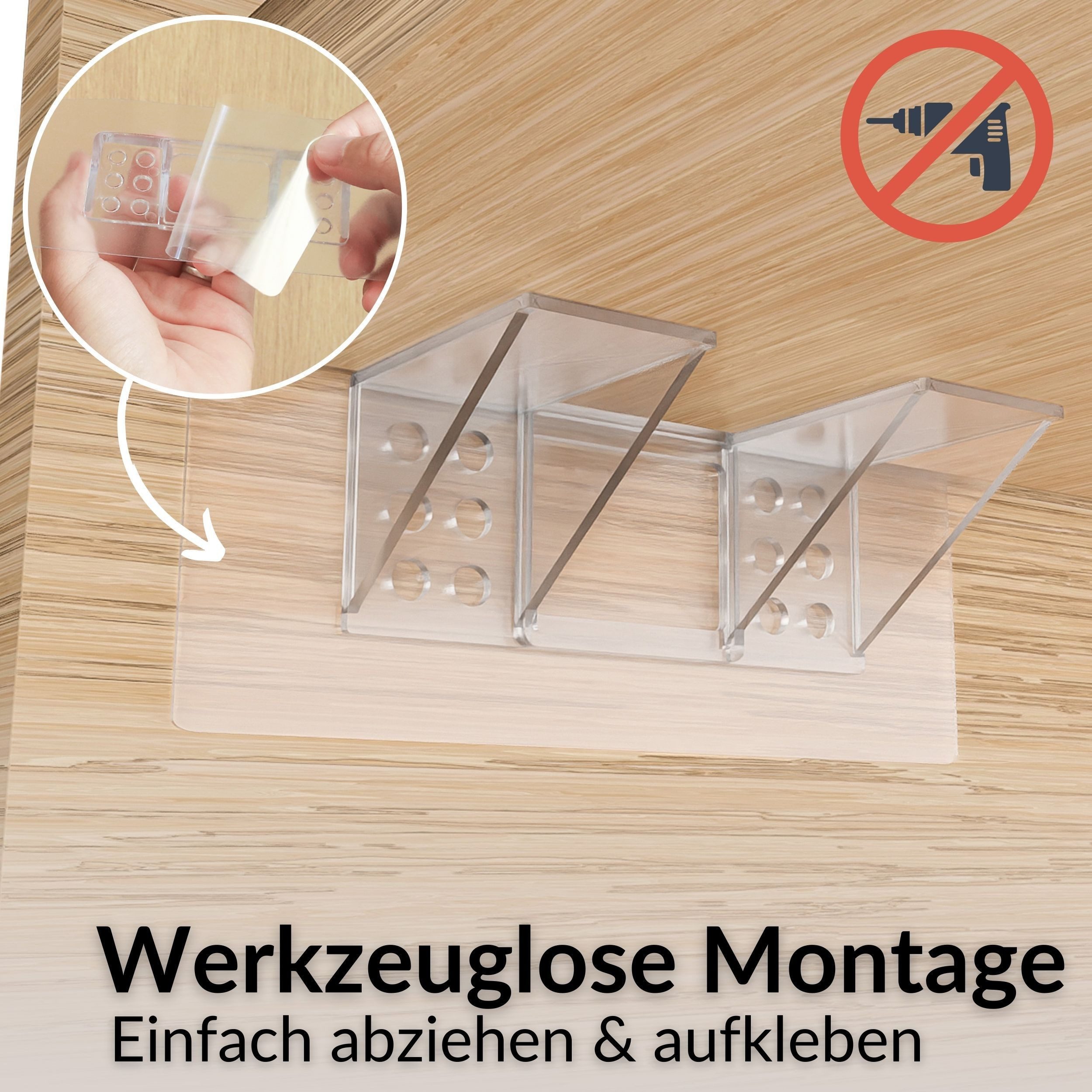 DEKAZIA Wandregalhalter ohne Bohren, Regalbodenhalter selbstklebend, Träger für Regalböden, versch. Größen & Lasten, 4er, 10er, 16er Set 10-tlg., Regalbodenträg – Bild 4 von 5