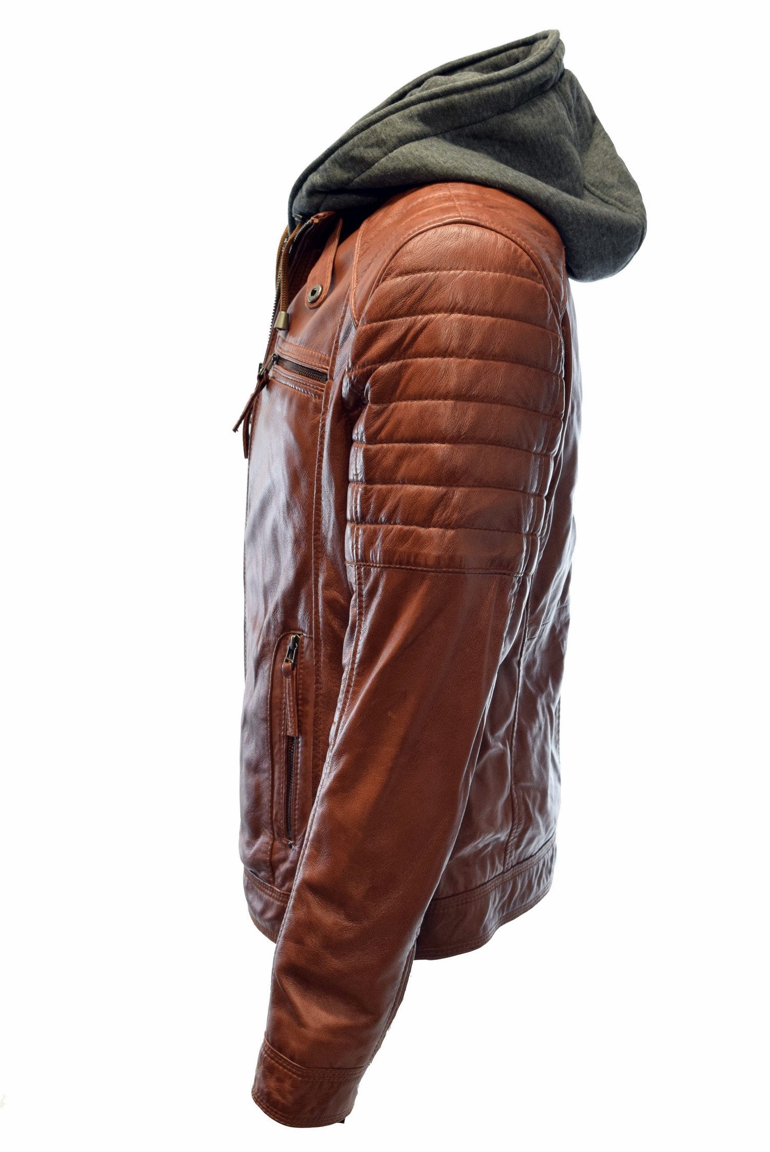 Zimmert Leather Lederjacke Carlo mit abnehmbarer Kapuze, Cognac, Schwarz, D günstig online kaufen