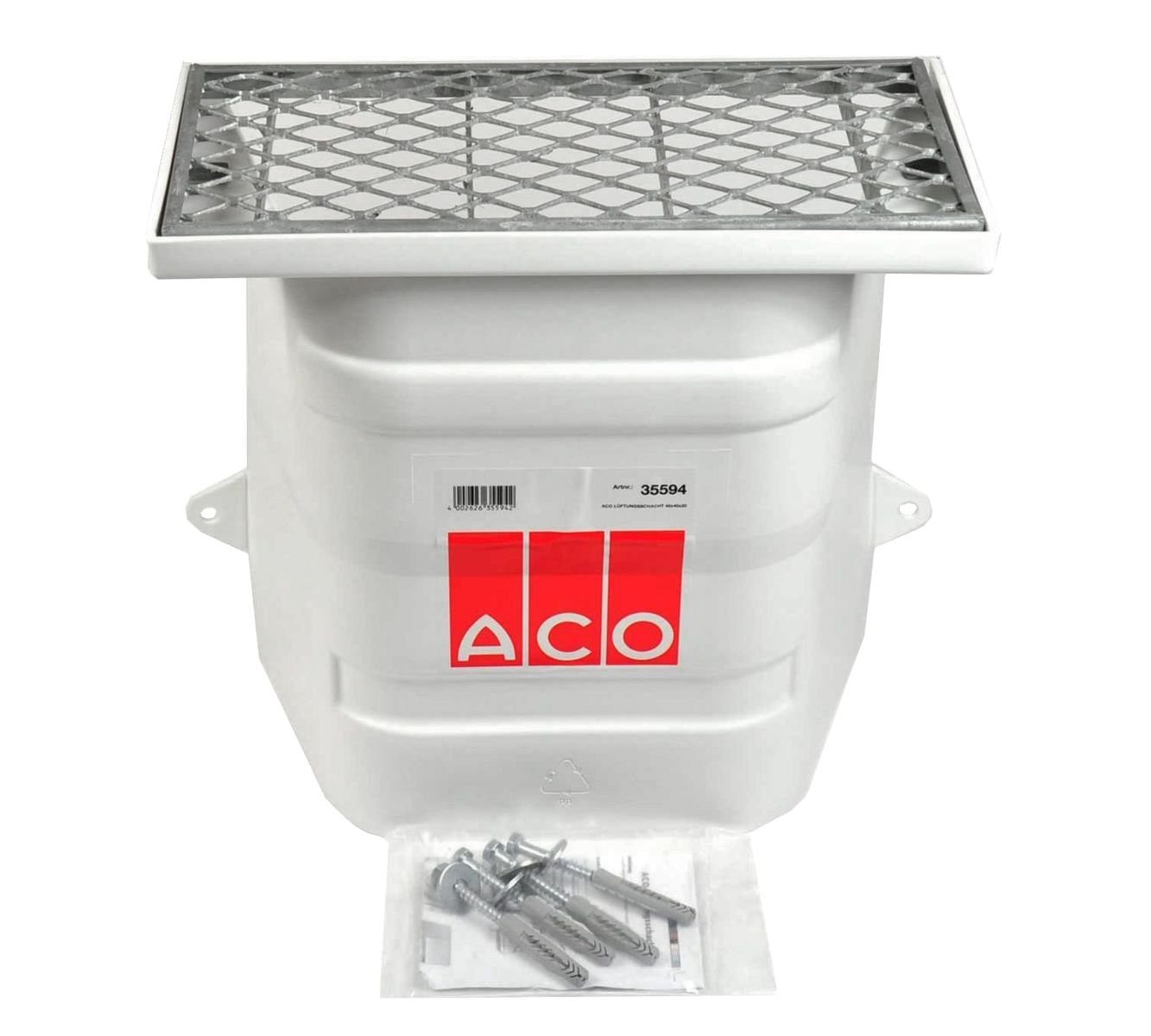 ACO Severin Ahlmann GmbH & Co. KG Lüftungsschacht 40x40cm Lüftungsschacht ohne Boden + Streckmetallrost, 40x20x40 cm, 3-St., begehbar, inkl. Montageset, einfacher Einbau