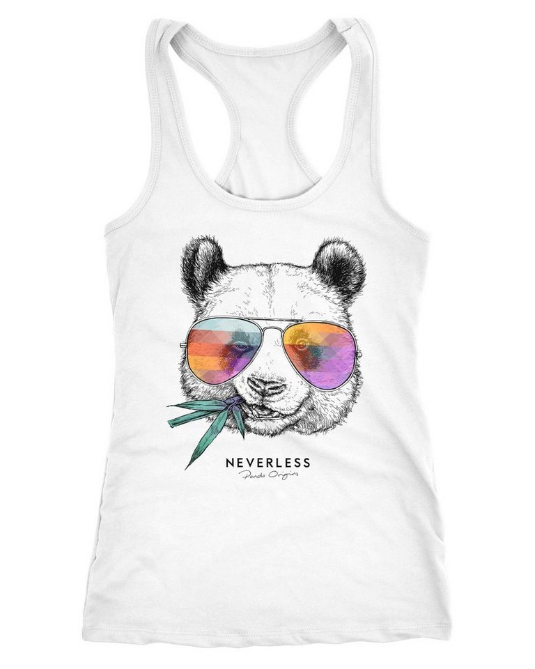 Neverless Tanktop Damen Tank-Top Panda Bär Aufdruck Tiermotiv mit Sonnenbrille Fashion