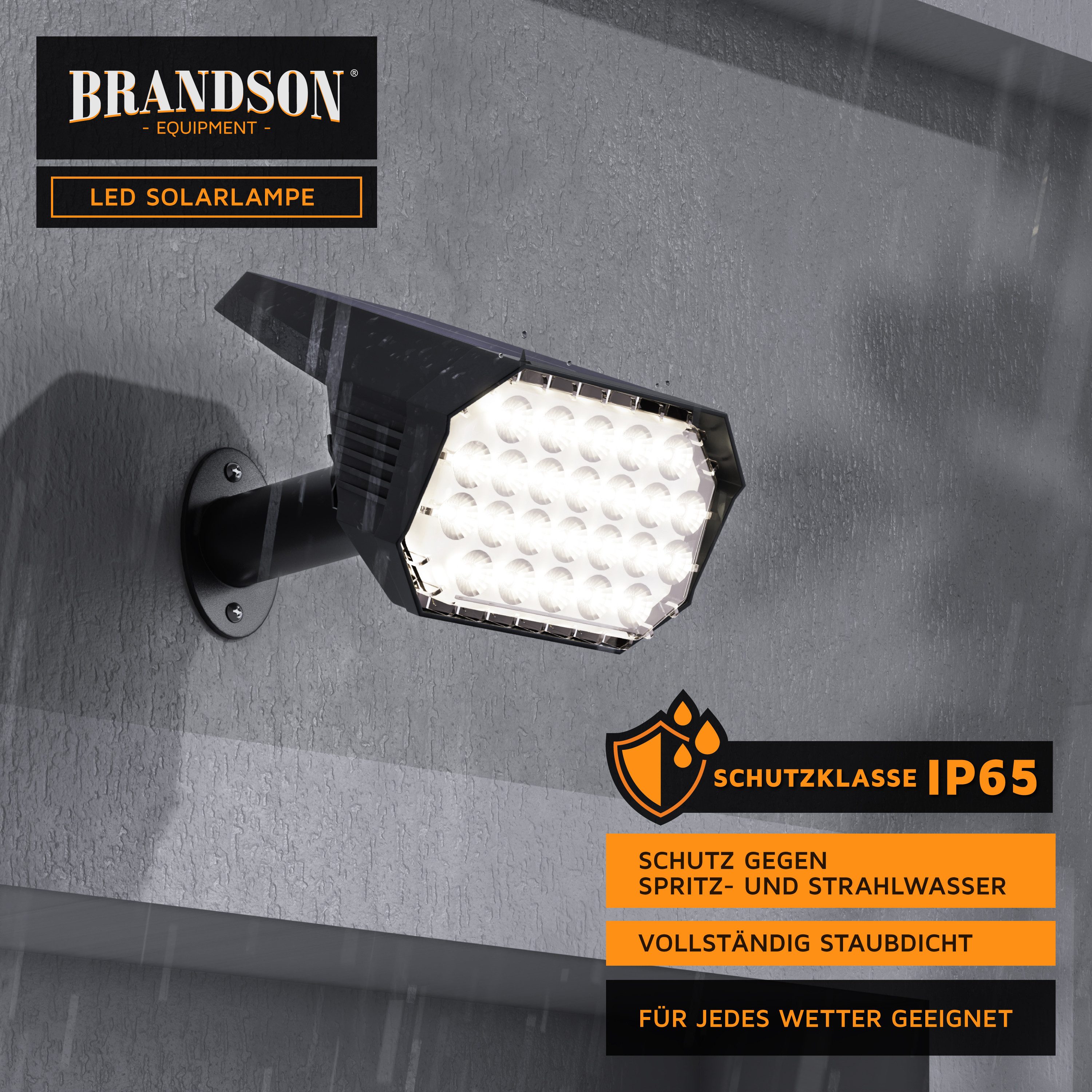 Brandson LED Gartenstrahler Solar Erdspießleuchte, Akku Gartenleuchte, Solarspotlight Wandmontage, Ein-/Ausschalter, mehrere Helligkeitsstufen, LED fest verbaut – Bild 4 von 5