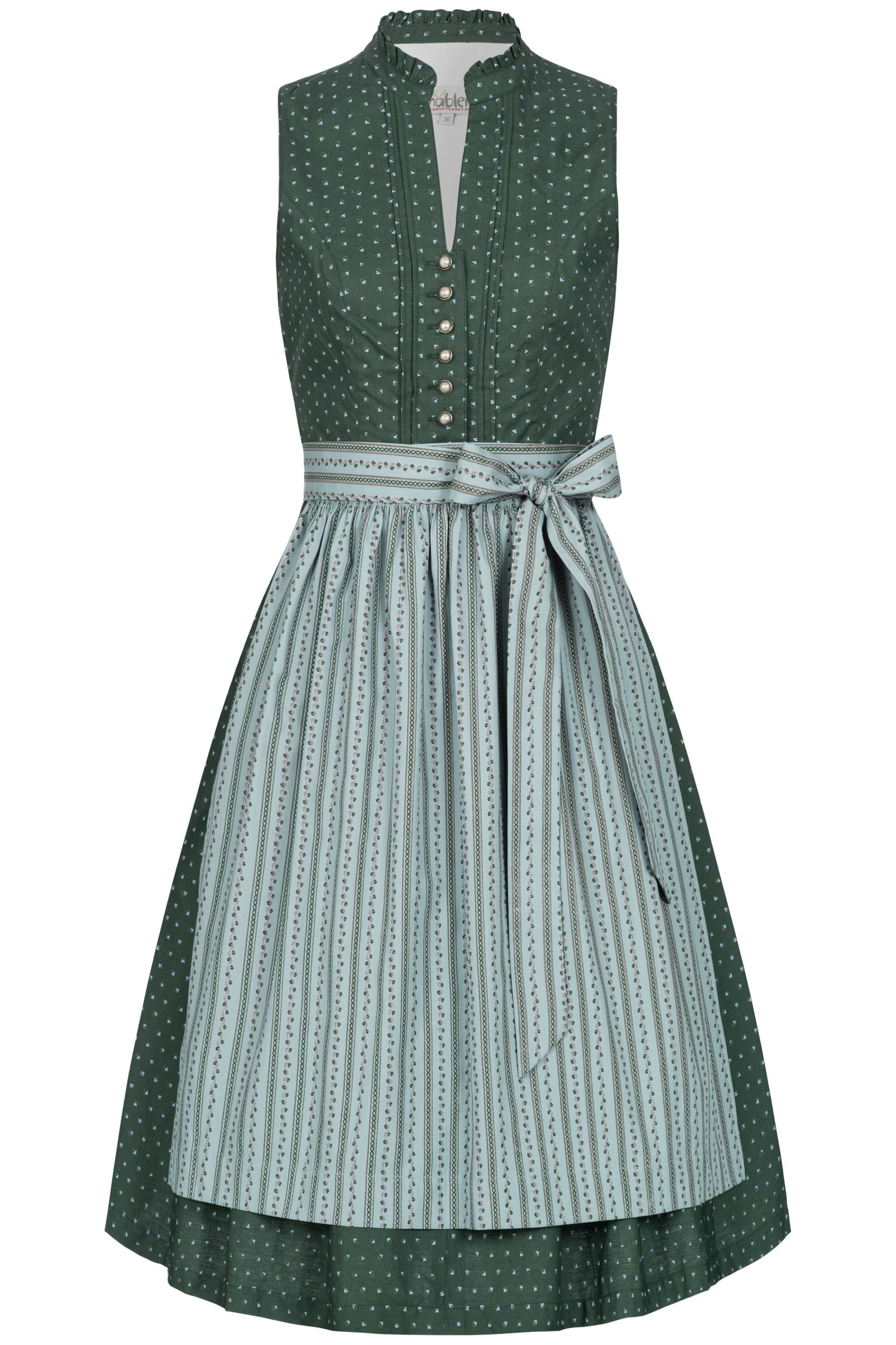 Nübler Trachtenkleid Dirndl midi Jette in Petrol von Nübler Größe 32 - Rocklänge 60 cm