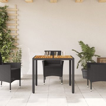 vidaXL Gartentisch Gartentisch mit Holzplatte Schwarz 90x90x75 cm Poly Rattan (1-St)