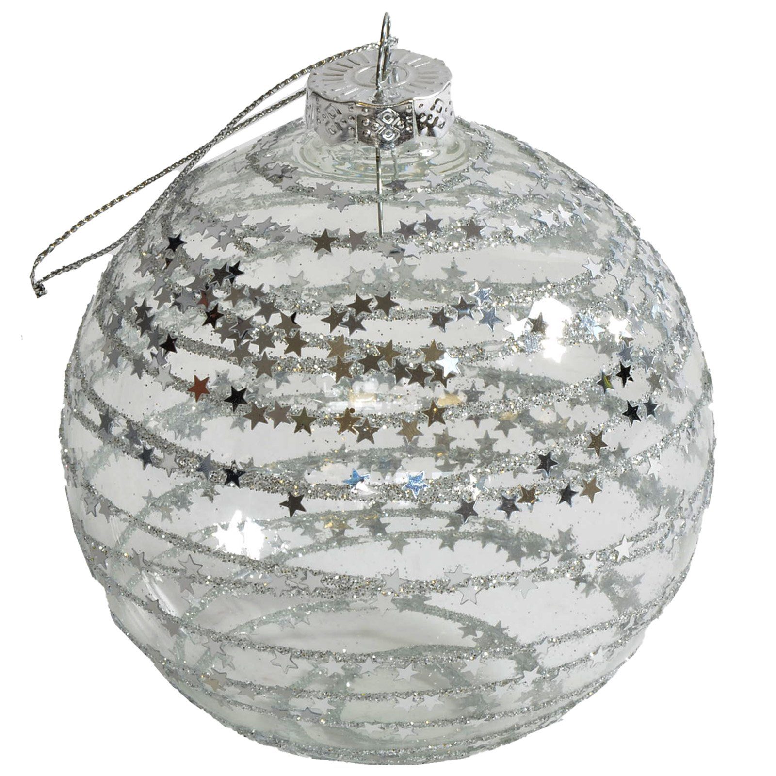 B&S Weihnachtsbaumkugel Weihnachtsbaumkugel aus Glas Ø 10 cm Silber Glitzer