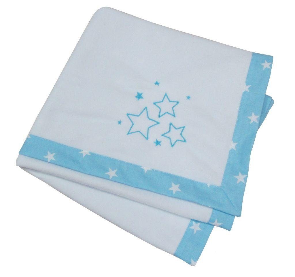 In 75x100, Decke, Gestickt, Made Babydecke, Weich, Babymajawelt, Sterne Kuscheldecke EU Babydecke blau15211 Fleece doppellagig, Besonders STARS