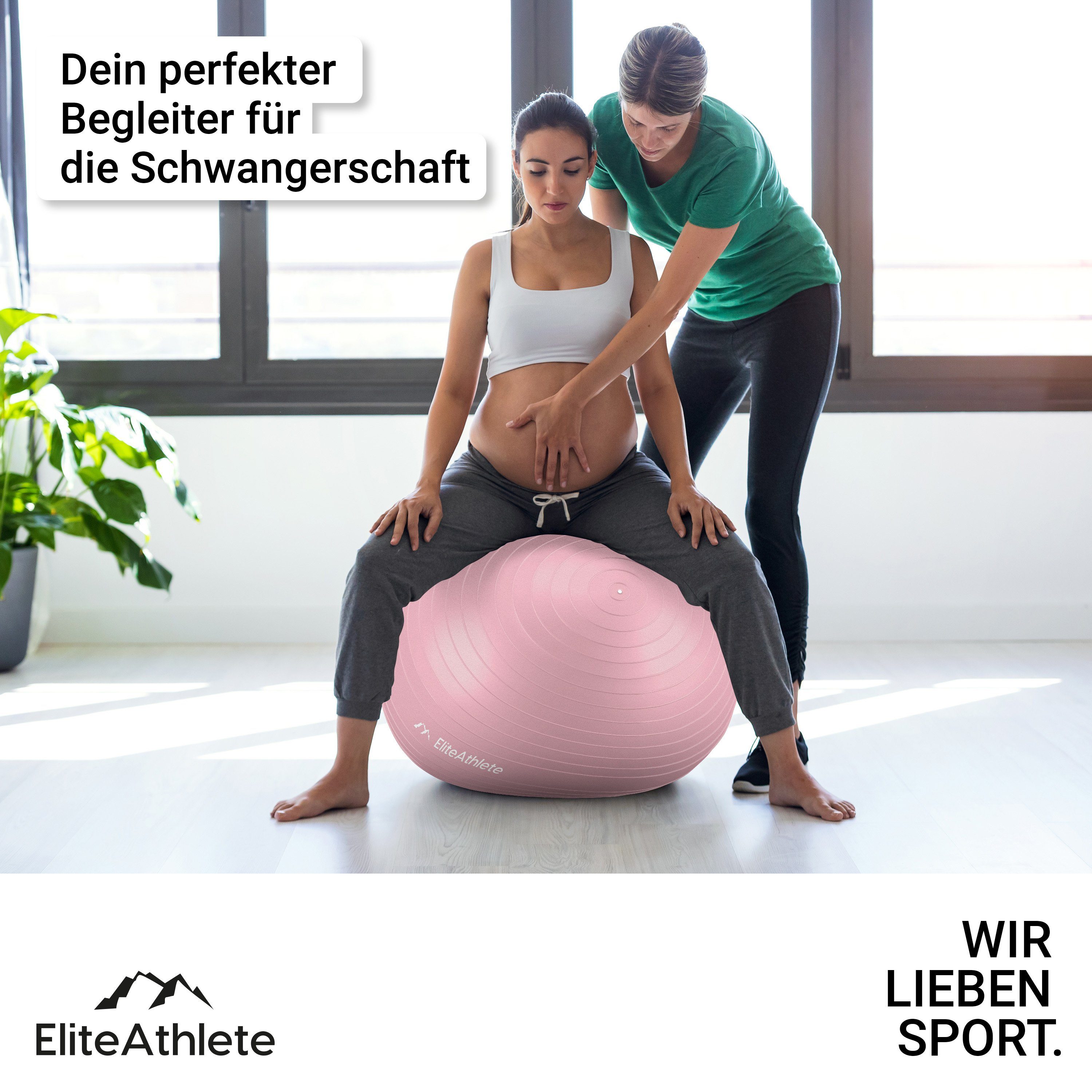 EliteAthlete Gymnastikball Gymnastikball Sitzball Yoga ergonomisch Peach Fitness Schwangerschaft - Apricot Büro