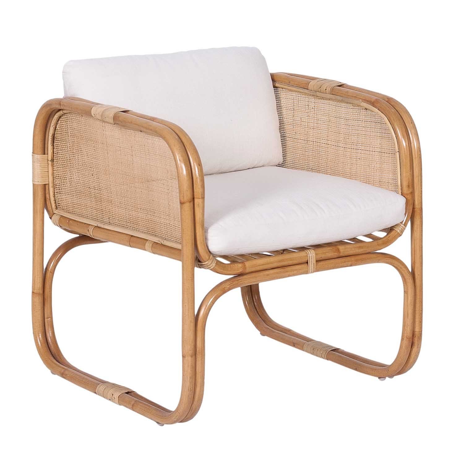 Casa Moro Rattanstuhl Rattansessel Bima mit Sitzkissen & Rückenkissen, aus Natur-Rattan handgefrtigter Relaxsessel