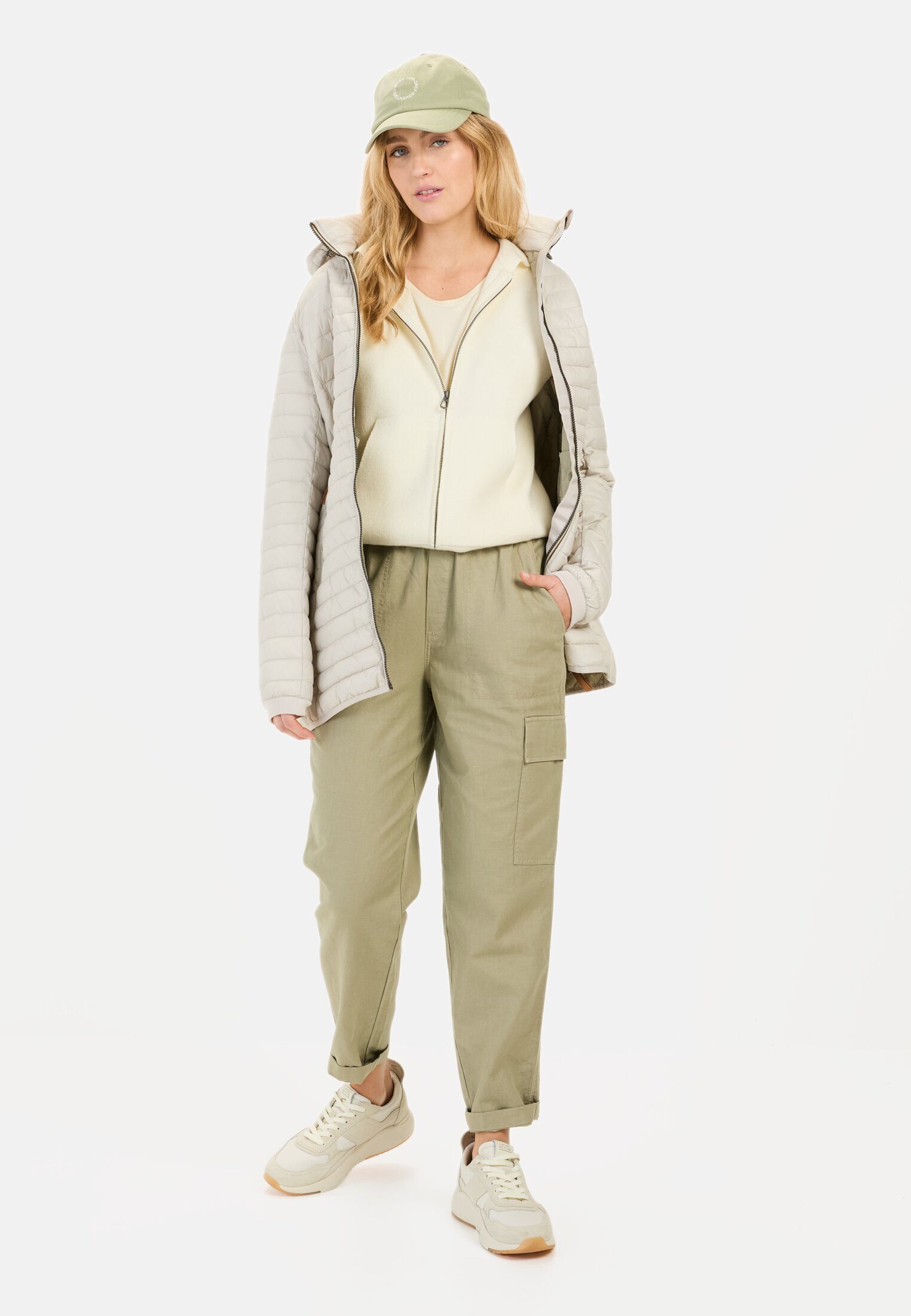 camel active Steppjacke aus recyceltem Polyamid Langarm Markenlogo