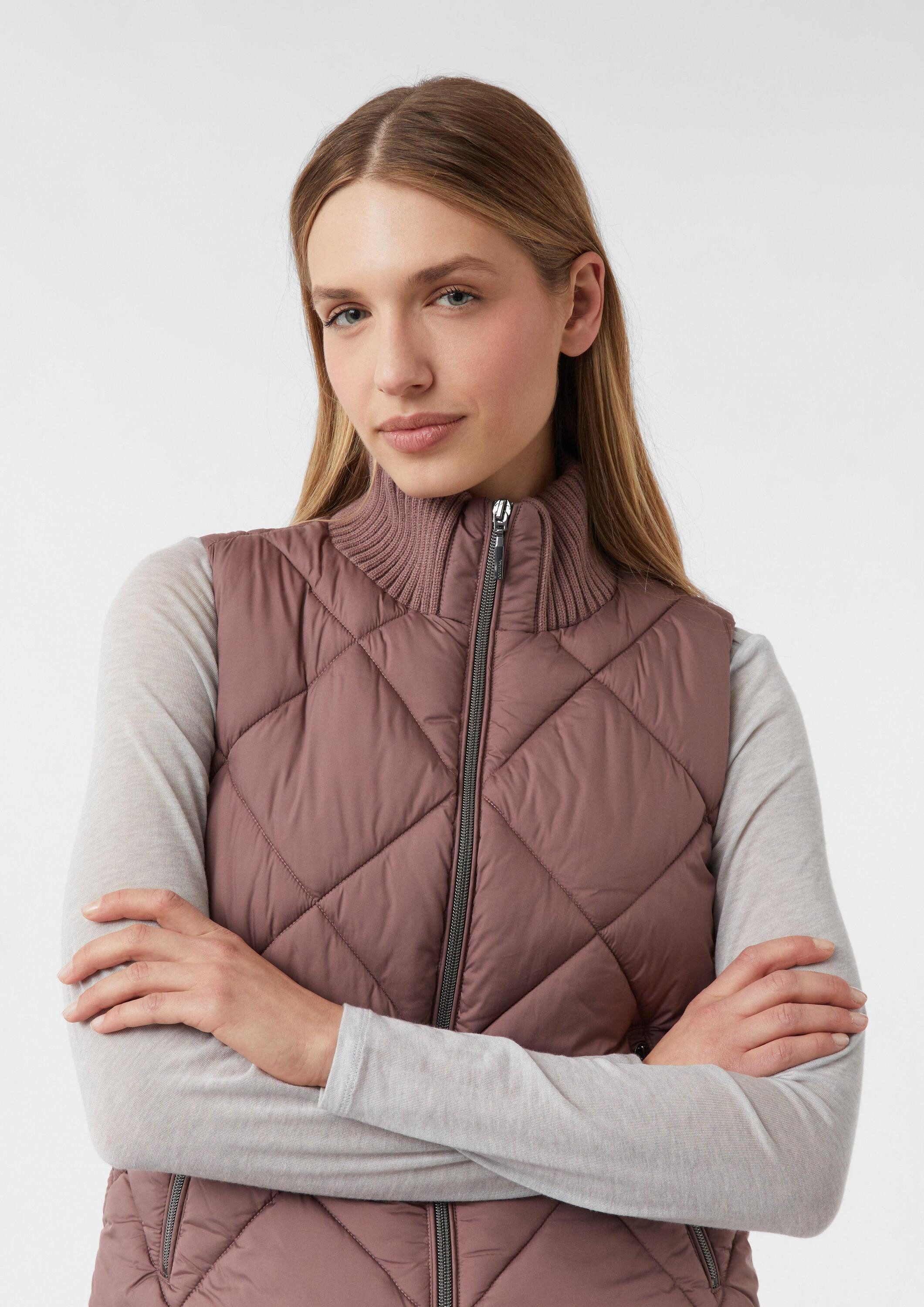 comma Outdoorjacke Outdoor-Weste Kurze Steppweste mit Ripp-Stehkragen