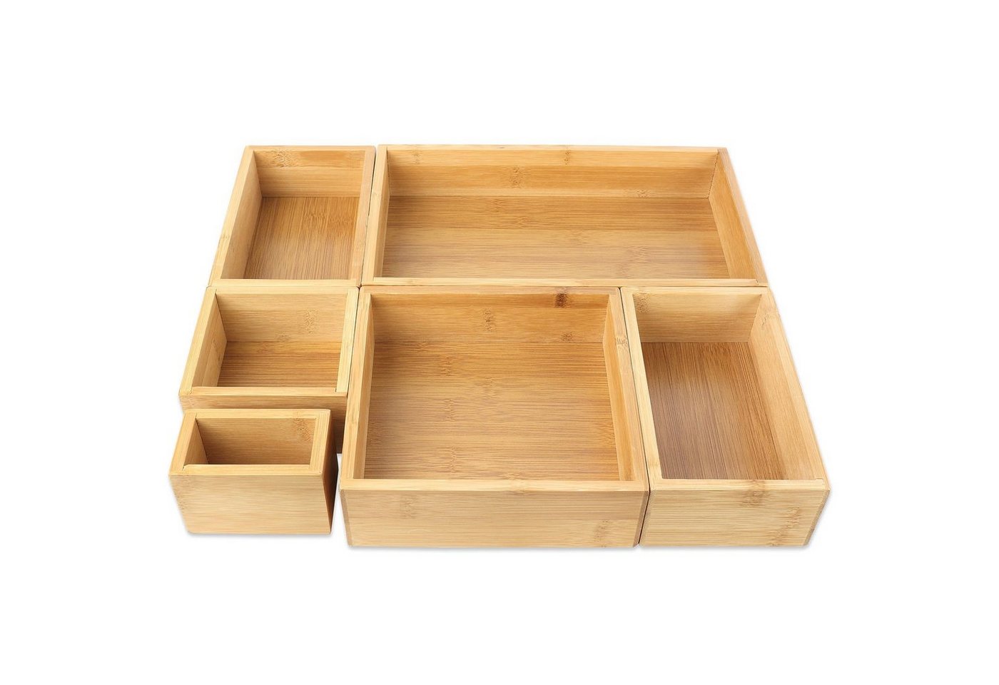 Thumbnail - Schramm Aufbewahrungsbox Schramm® 6-tlg. Set Aufbewahrungsboxen aus Bambus 5 Größen Ordnungsbox Organizer Set Schubladen...