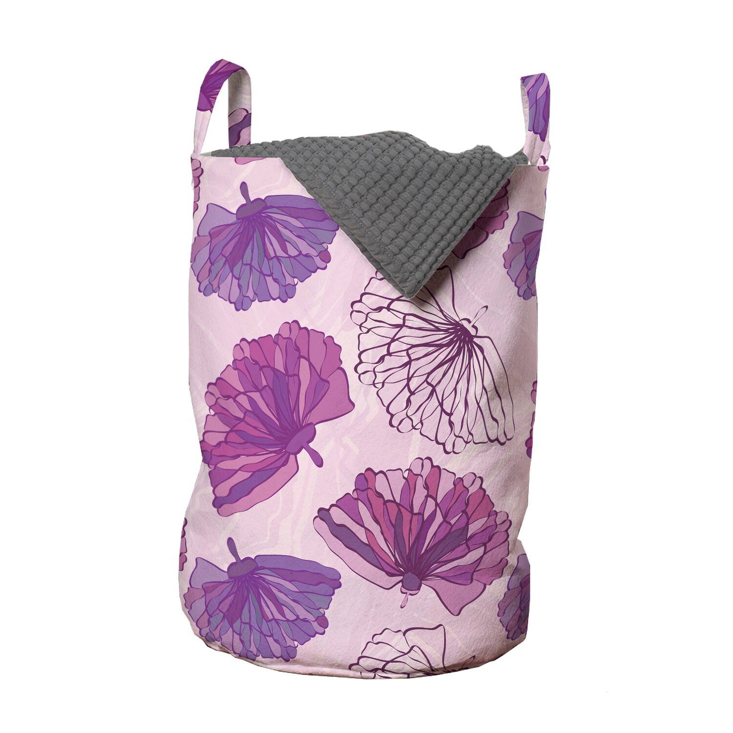 Abakuhaus Wäschesäckchen Wäschekorb mit Griffen Kordelzugverschluss für Waschsalons, Romantisch Hand gezeichnete Blüten Motiv