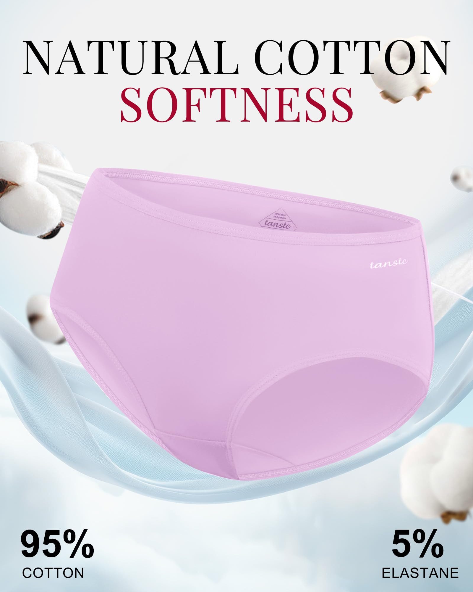 TANSTC Hipster Unterhosen Damen Baumwolle Slips Bequeme Unterwäsche Frauen (Packung, 6-St., 6er-Pack) atmungsaktiv, elastisch, hautfreundlich, nicht umrollender – Bild 4 von 5
