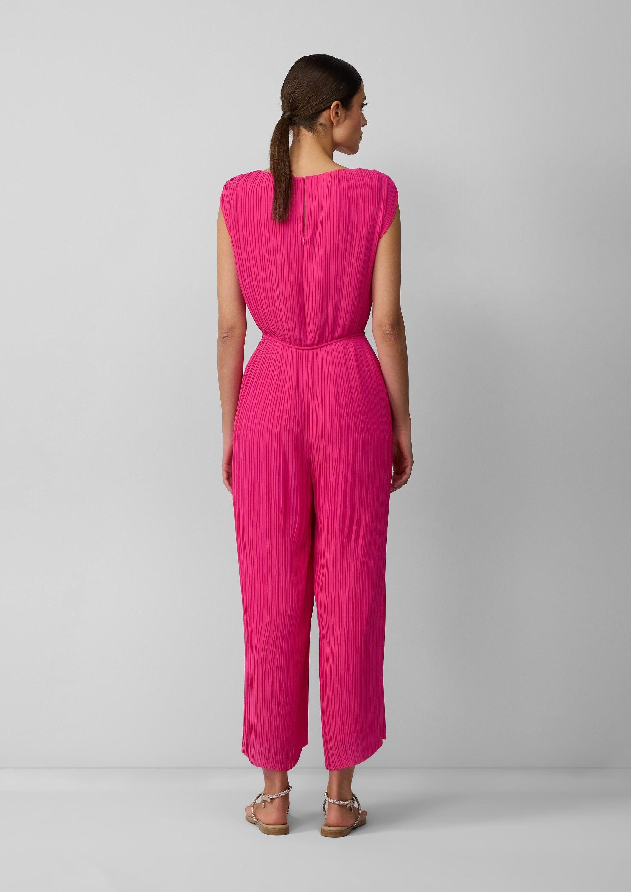 s.Oliver Jumpsuit Overall Plissierter Jumpsuit aus Chiffon mit Bindegürtel