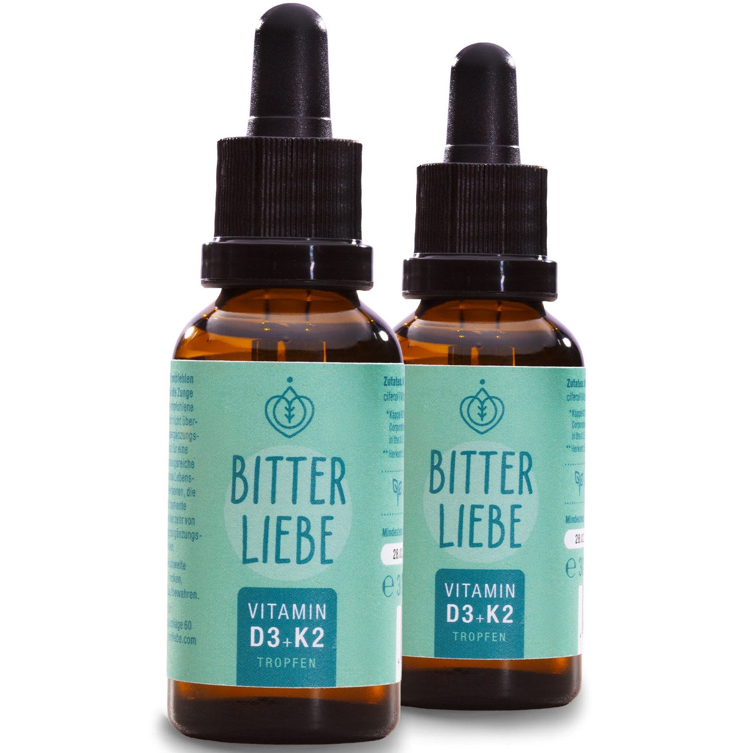 BitterLIebe - Vitamin D3 K2 Tropfen - hochdosiert - starke Knochen & Immunsystem - Tropfen