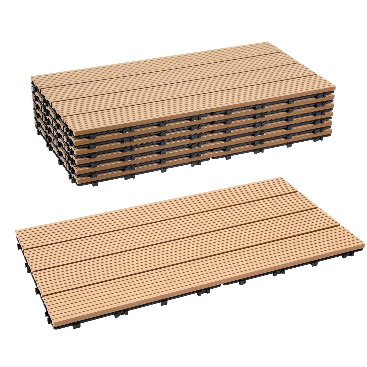 Clanmacy Holzfliesen WPC Terrassenplatte mit Drainage günstig online kaufen