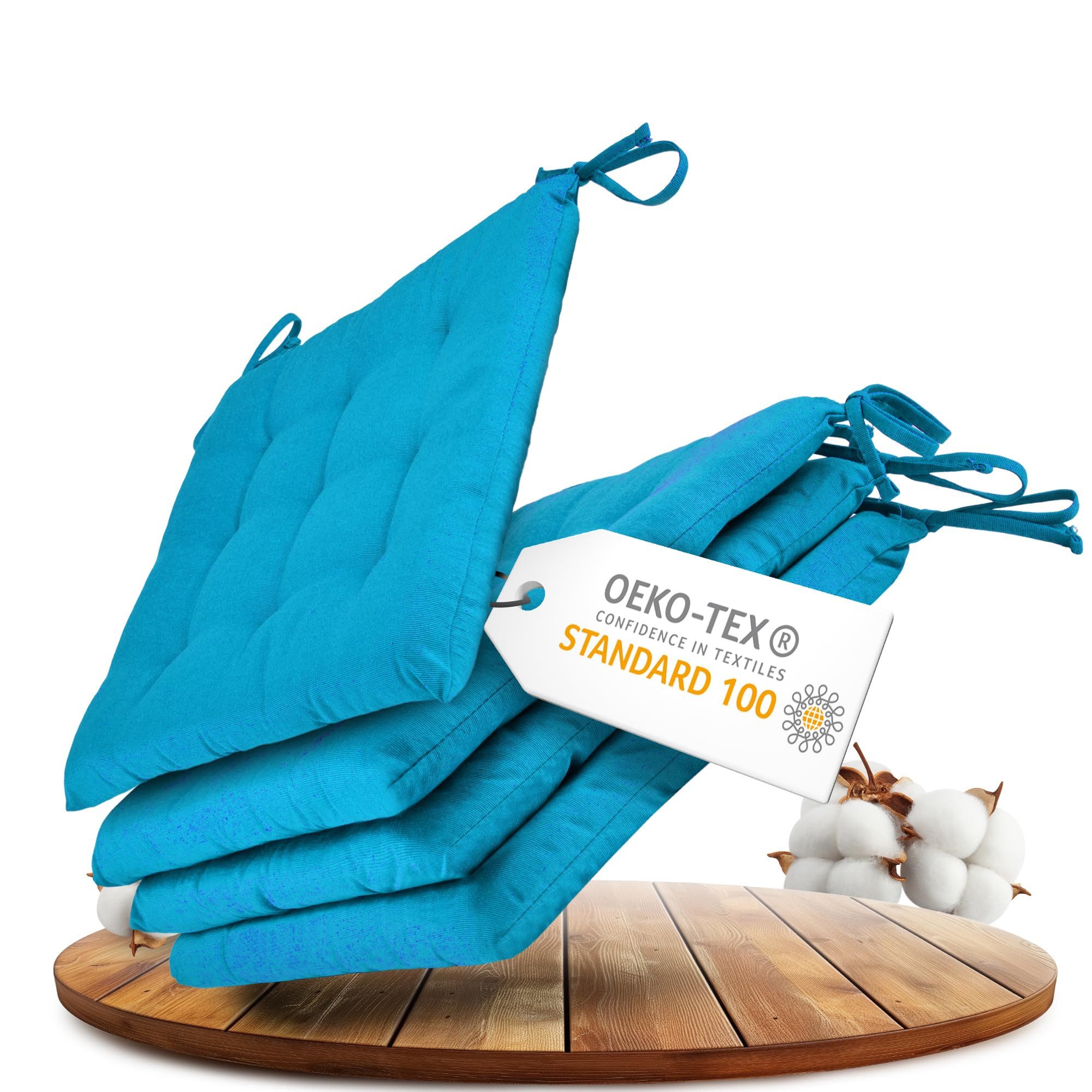 Gräfenstayn Stuhlkissen - 4er Set Sitzkissen 40×40 cm mit Haltebändern - In günstig online kaufen