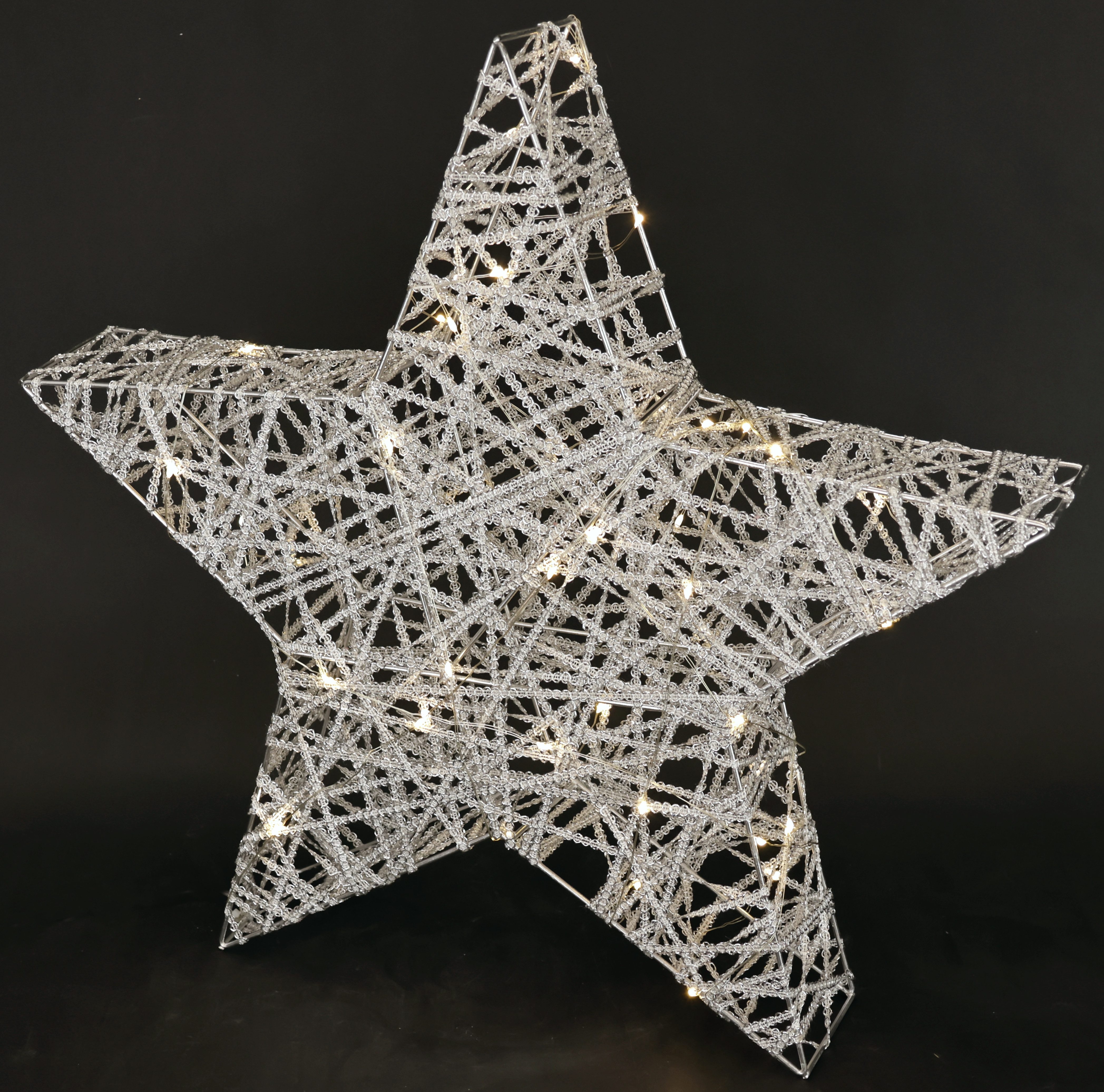I.GE.A. Dekostern LED Stern mit Timer 45 cm, 1 St., Deko Warmweiß Leuchtstern Weihnachtsdeko Weihnachtsstern gold