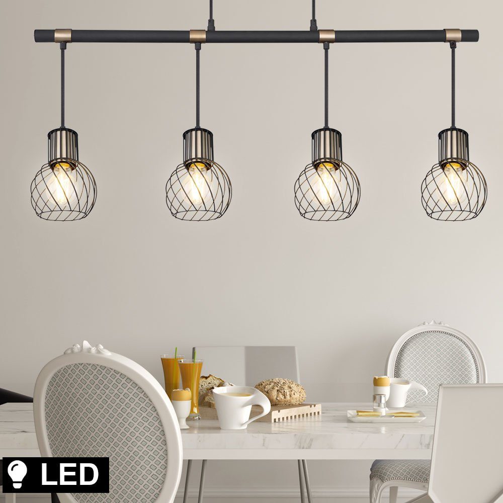 Lampe etc-shop Hänge Leuchtmittel Wohn Pendel LED Decken inklusive, Pendelleuchte, Lampe Balken Zimmer Warmweiß, Gitter