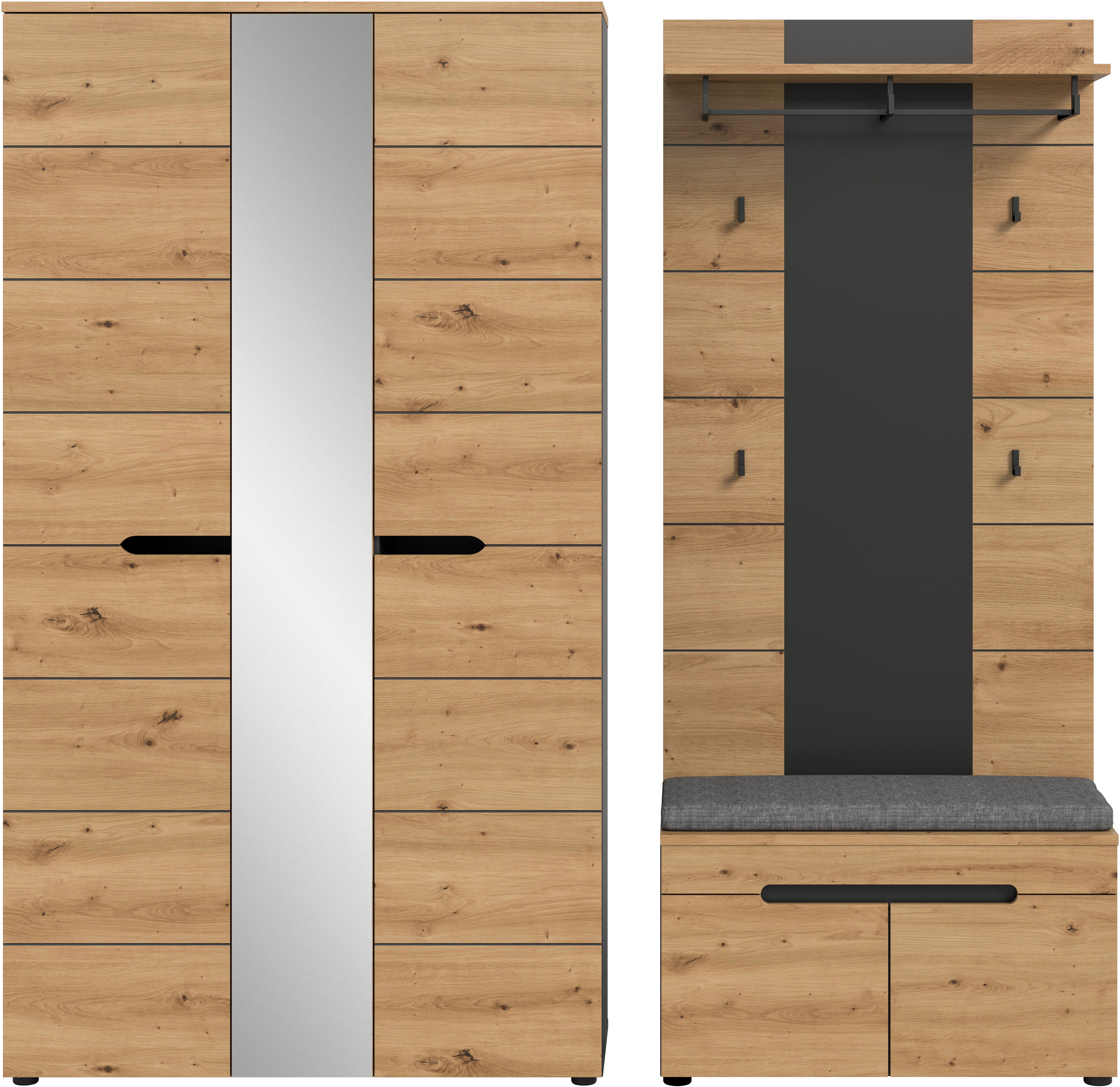 Home affaire Garderoben-Set REHAT, TOPSELLER!, 4-teilig, Breite 200 cm, individuell stellbar, (Set, 4-St., best. aus: Garderobenschrank, …