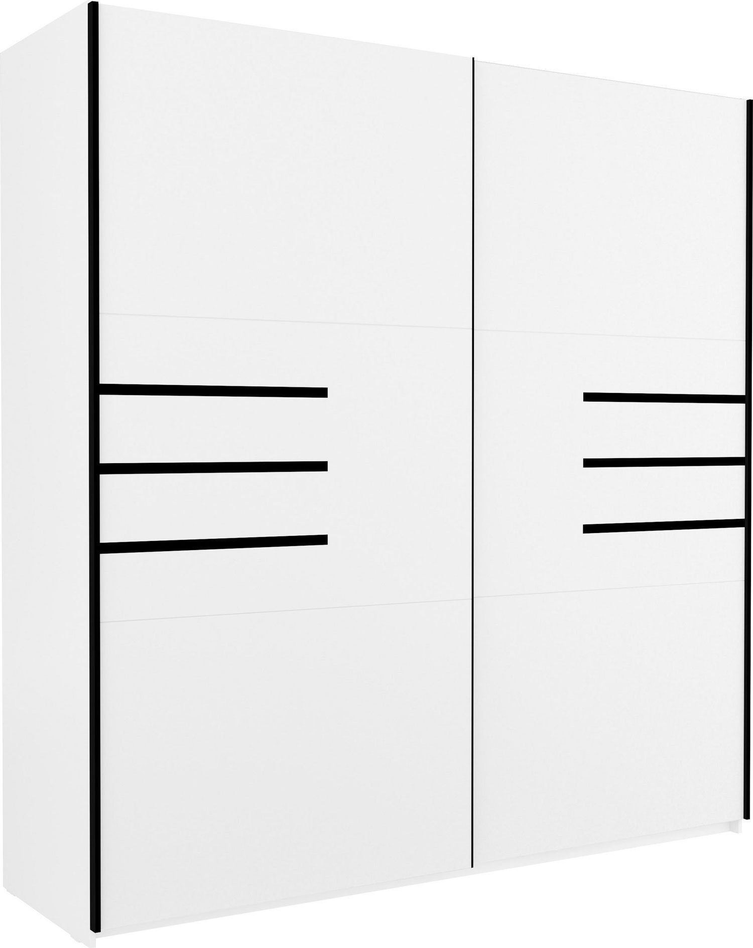 Helvetia Kleiderschrank Violla (Violla, Schwebetürenschrank) 200x60,5x210cm weiß schwarz 2-türig