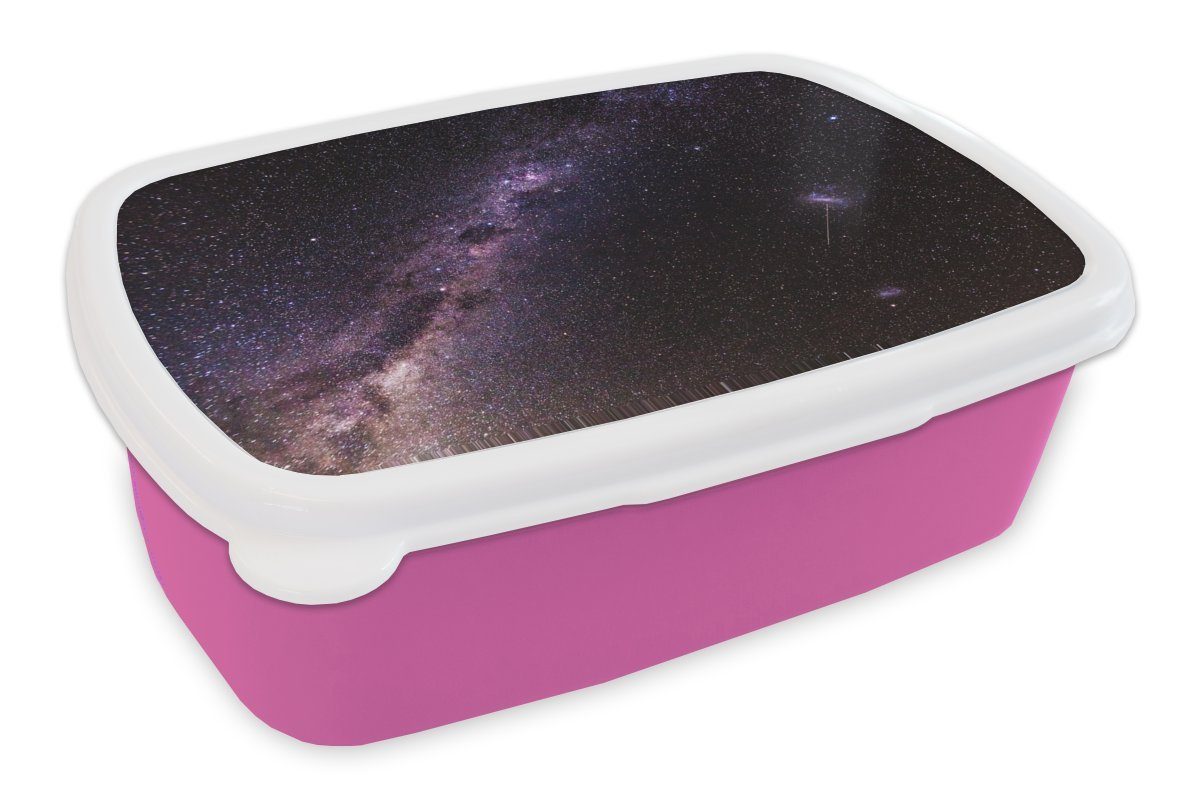 Brotdose Erwachsene, rosa in Lunchbox Kunststoff, für Kinder, Brotbox Galaxie MuchoWow Mädchen, der Kunststoff (2-tlg), Snackbox, Nacht,