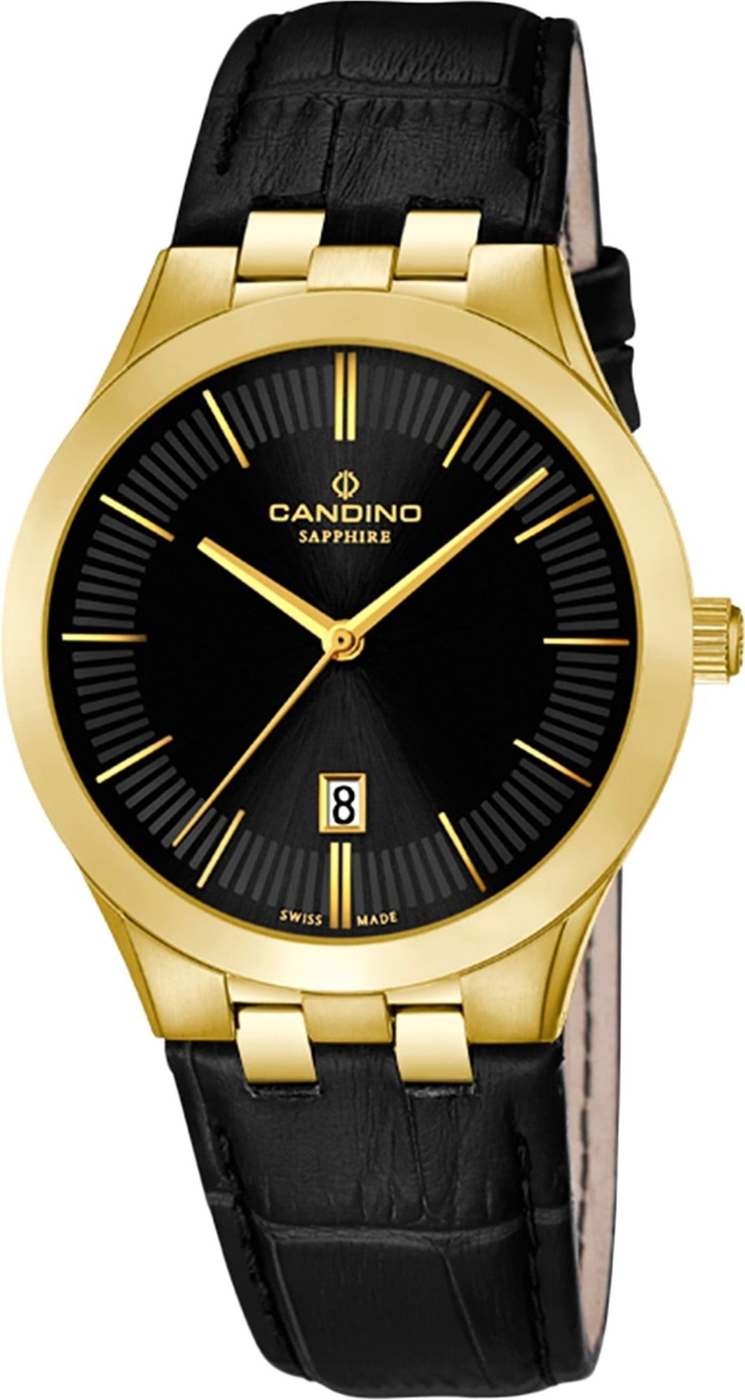 Candino Quarzuhr Candino Damen Quarzuhr Analog C4546/3, Damen Armbanduhr rund, Lederarmband schwarz, Luxus