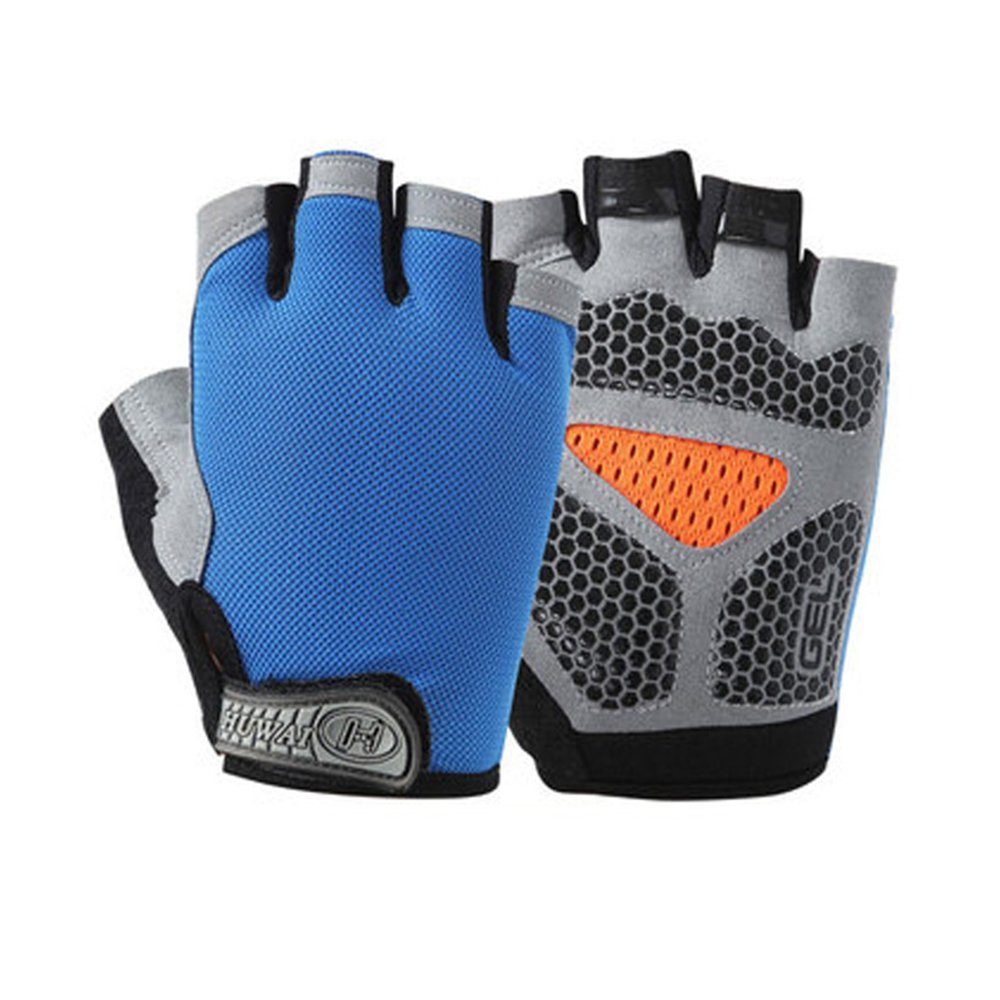LAPA HOME Fahrradhandschuhe Anti-Rutsch Fingerlose Handschuhe für Outdoor Fahrrad MTB Radsport (Paar) Atmungsaktive Halbfinger Sport Fitness schnell trocknend Handschuhe Blau