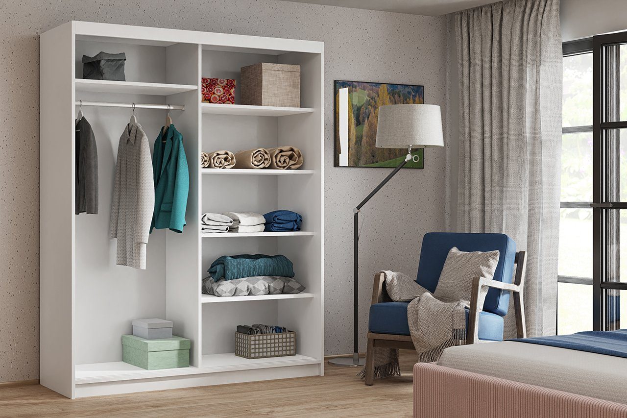 Beautysofa Garderobenschrank Kleiderschrank Donatello mit Schiebetüren günstig online kaufen