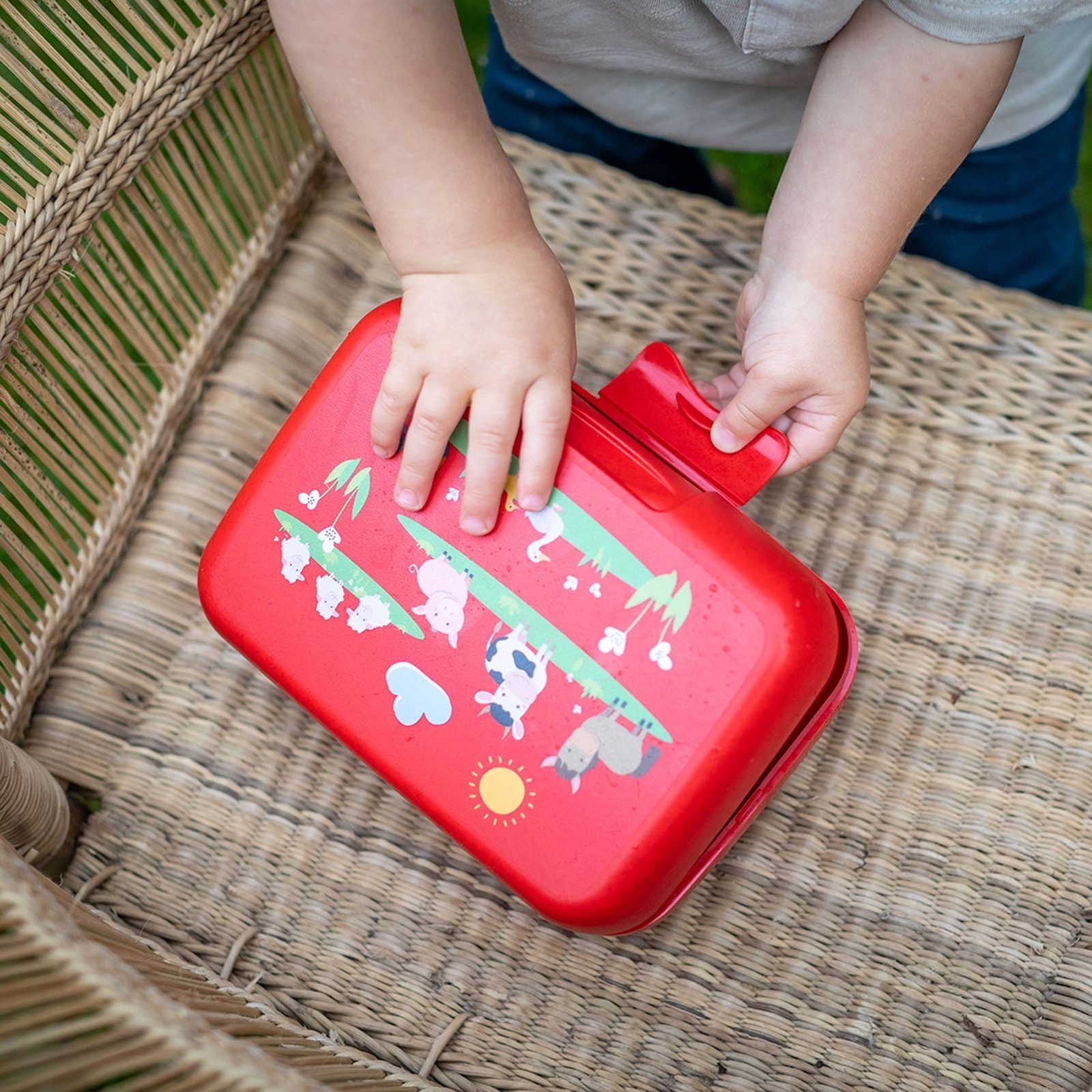 (Stück, CANDY mit L KOZIOL Brotdose Lunchbox 1-tlg), Kinder Lunchbox FARM, Trennschale Kunststoff,