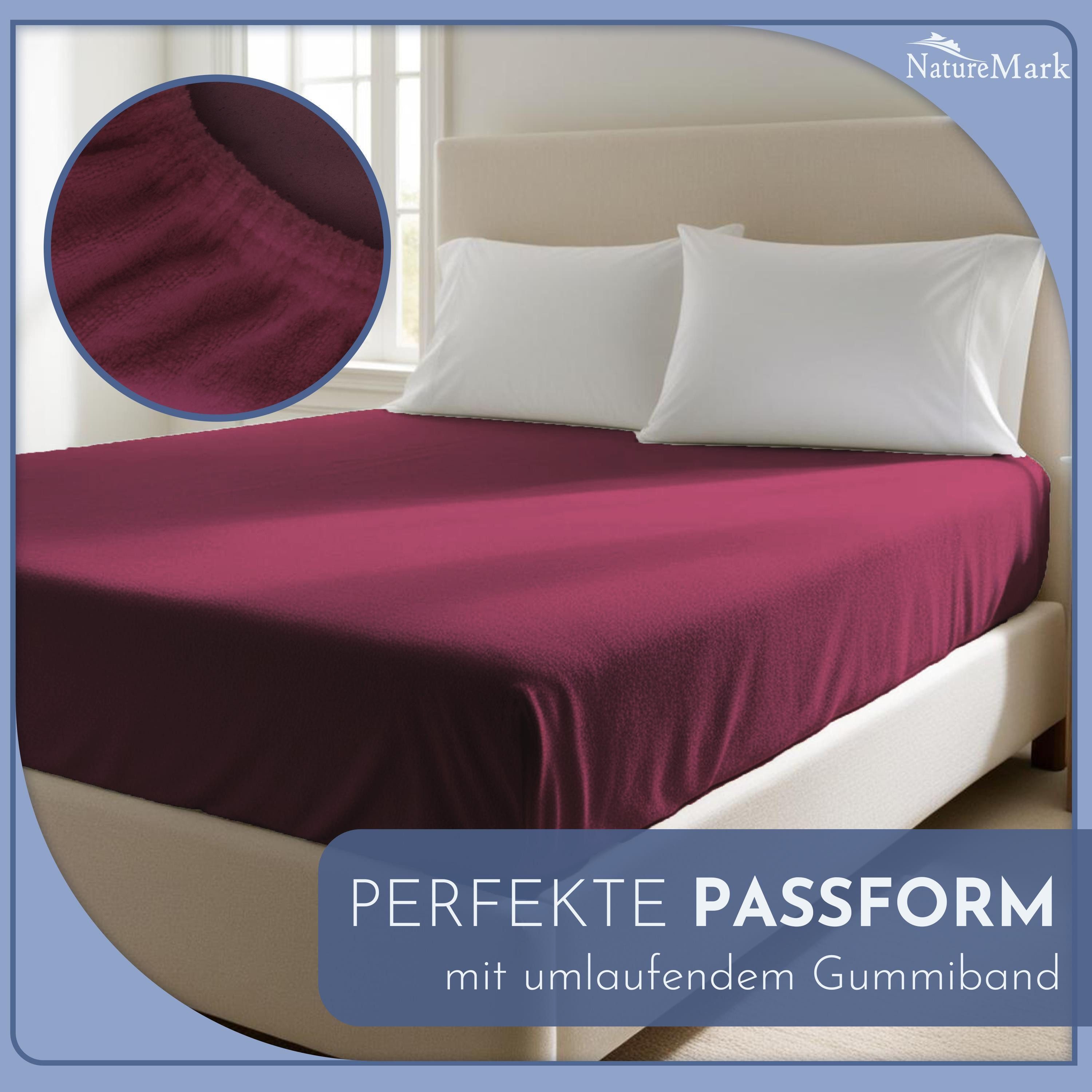 NatureMark Spannbettlaken Frottee Spannbetttuch, 80% Baumwolle / 20% Polyester, Gummizug: rundum, (1 Stück), Spannbetttuch in vielen Größen und Farben – Bild 3 von 5