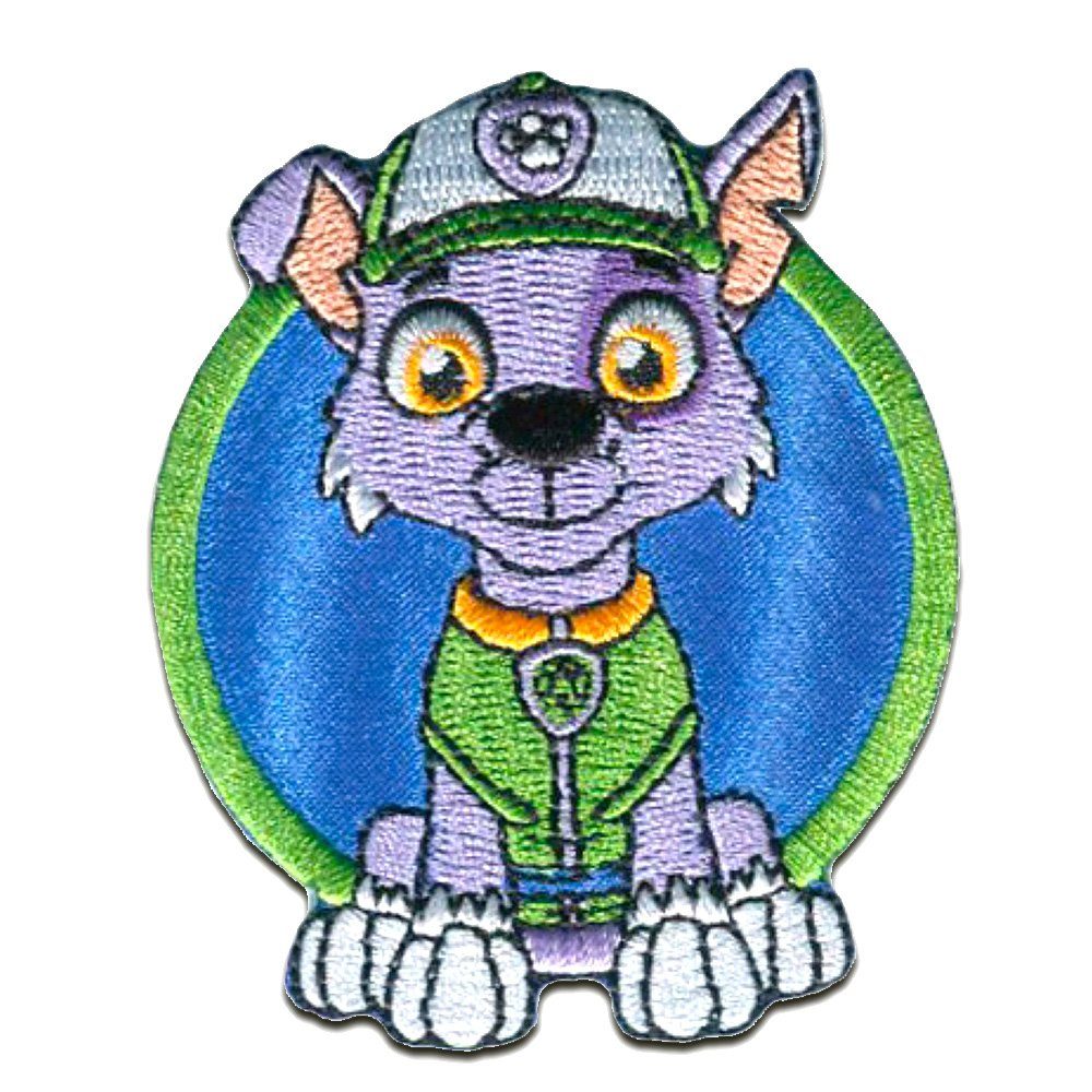 PAW PATROL Пластырь Bügelbild, Aufbügler, Applikationen, Patches, Flicken, zum aufbügeln, Polyester, ROCKY - Größe: 7,3 x 6 cm