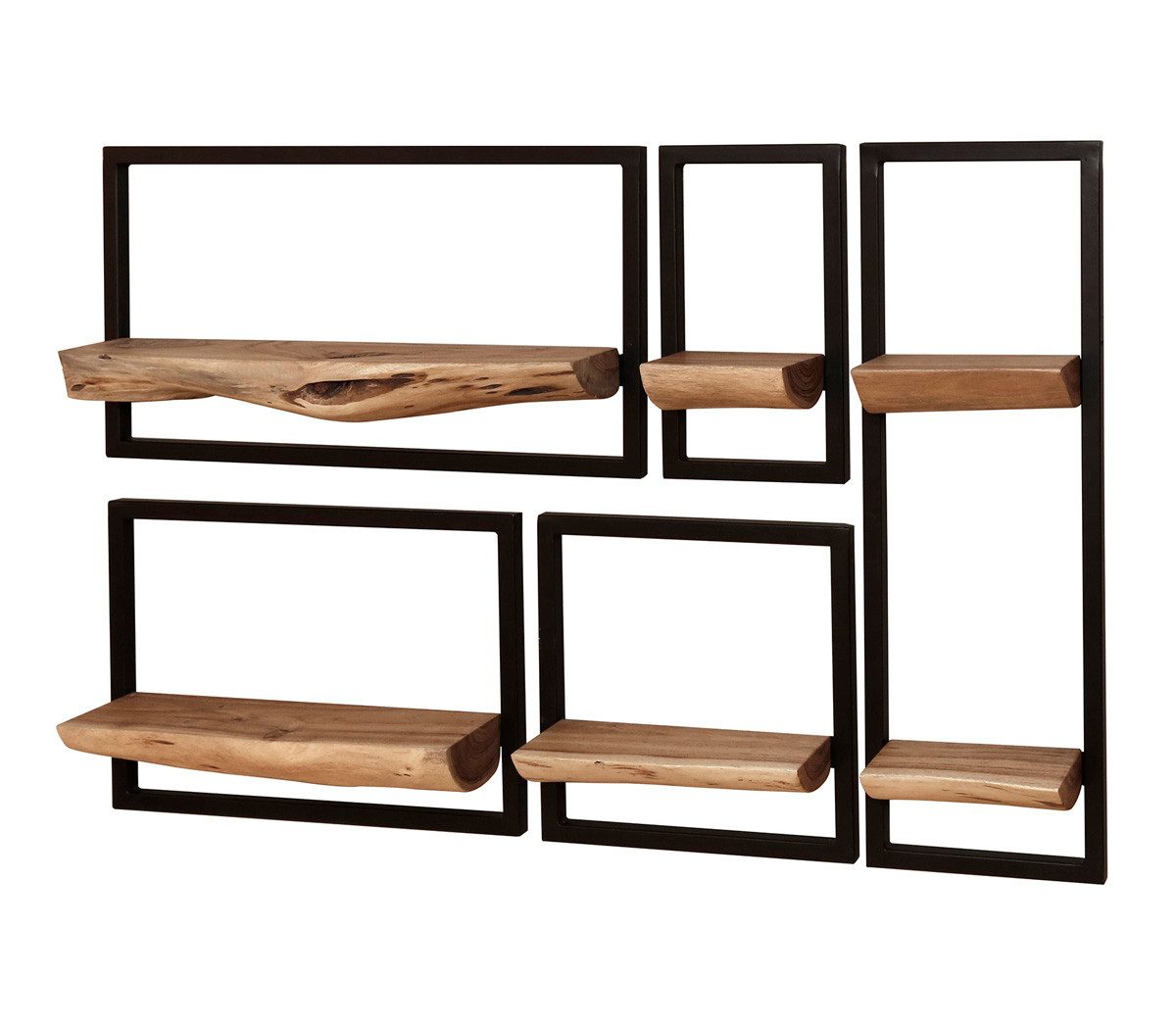 LEVEN Lifestyle Wandregal 5´er Set Regal Wandregal mit Baumkante aus Holz Holzregal, 5-tlg.