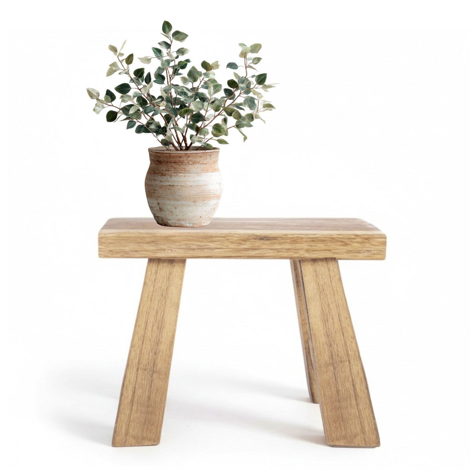 LS-LebenStil Blumenständer Pflanzenhocker Teak Holz Rechteckig Niedriger Blumenständer Hocker (Design Deko Hocker Teak Holz 21x16cm Mini Tisch rustikales Tischchen, 1 St., Braun 4 Füße kleiner Pflanzenständer Pflanzentisch Holzhocker Deko), FSC zertifiziert